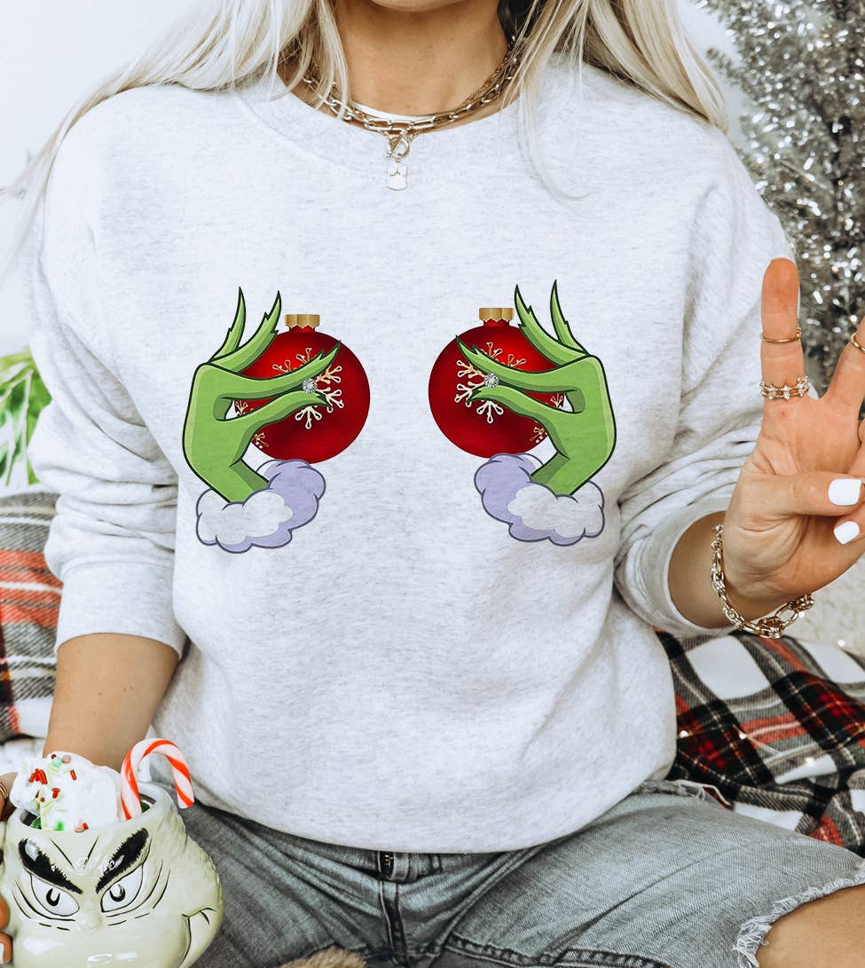 Grinch Boobs Ornament Balls - Funny Christmas Sweatshirt T-Shirts, Hoodie | PodTeesHub.com