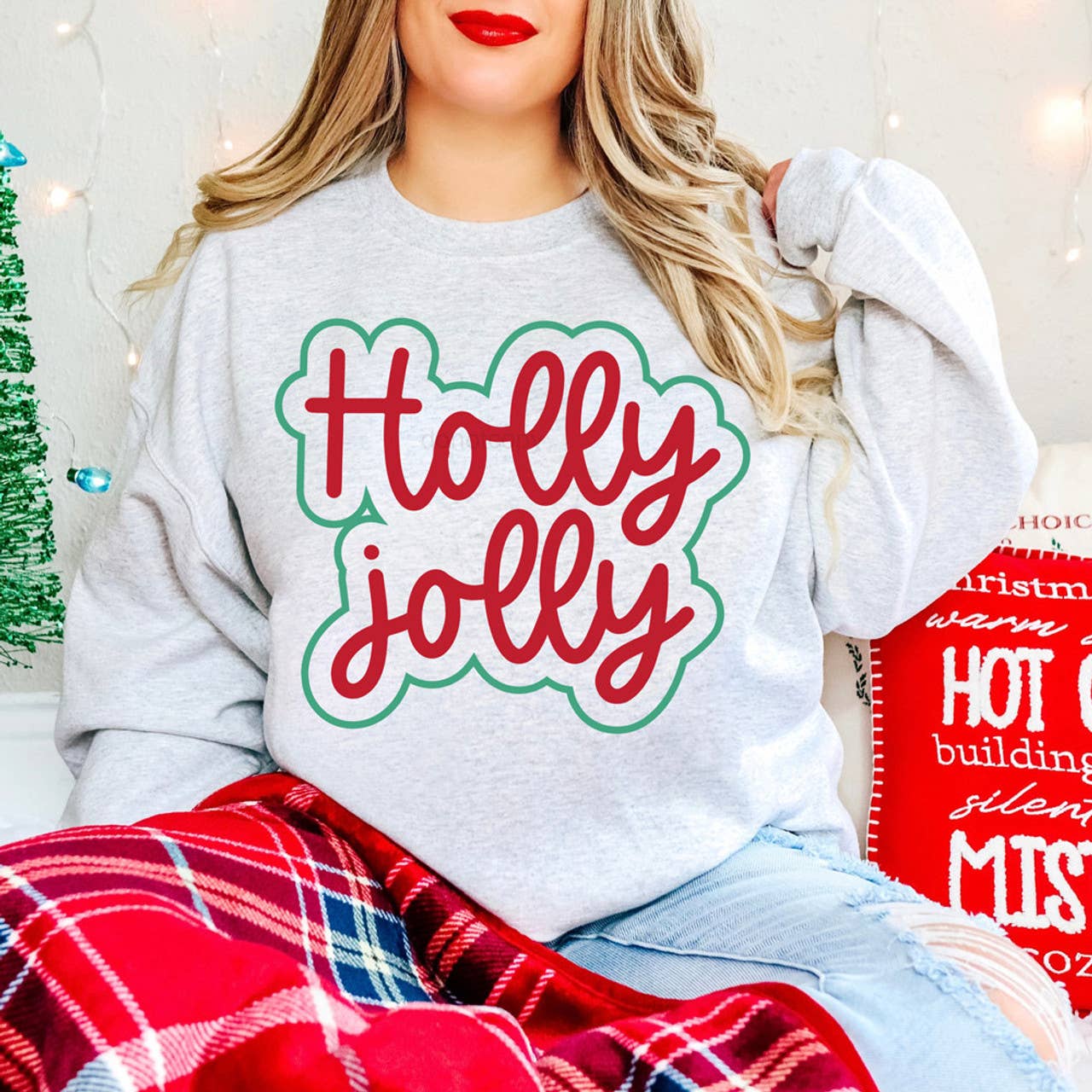 Holly Jolly Script Sweatshirt T-Shirts, Hoodie | PodTeesHub.com