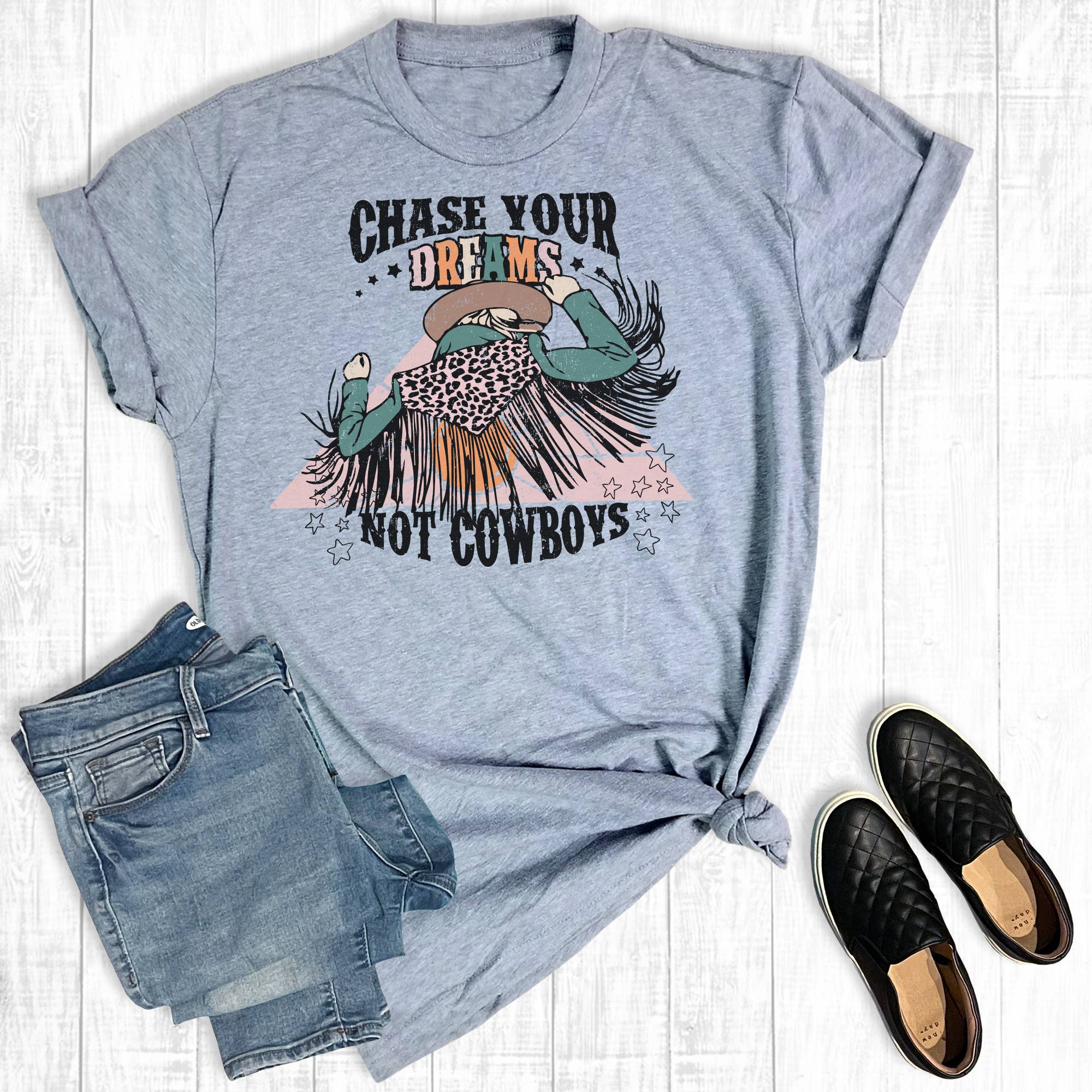 Chase Dreams Not Cowboys Cowgirl Graphic Tee Hoodie, Sweatshirt | PodTeesHub.com
