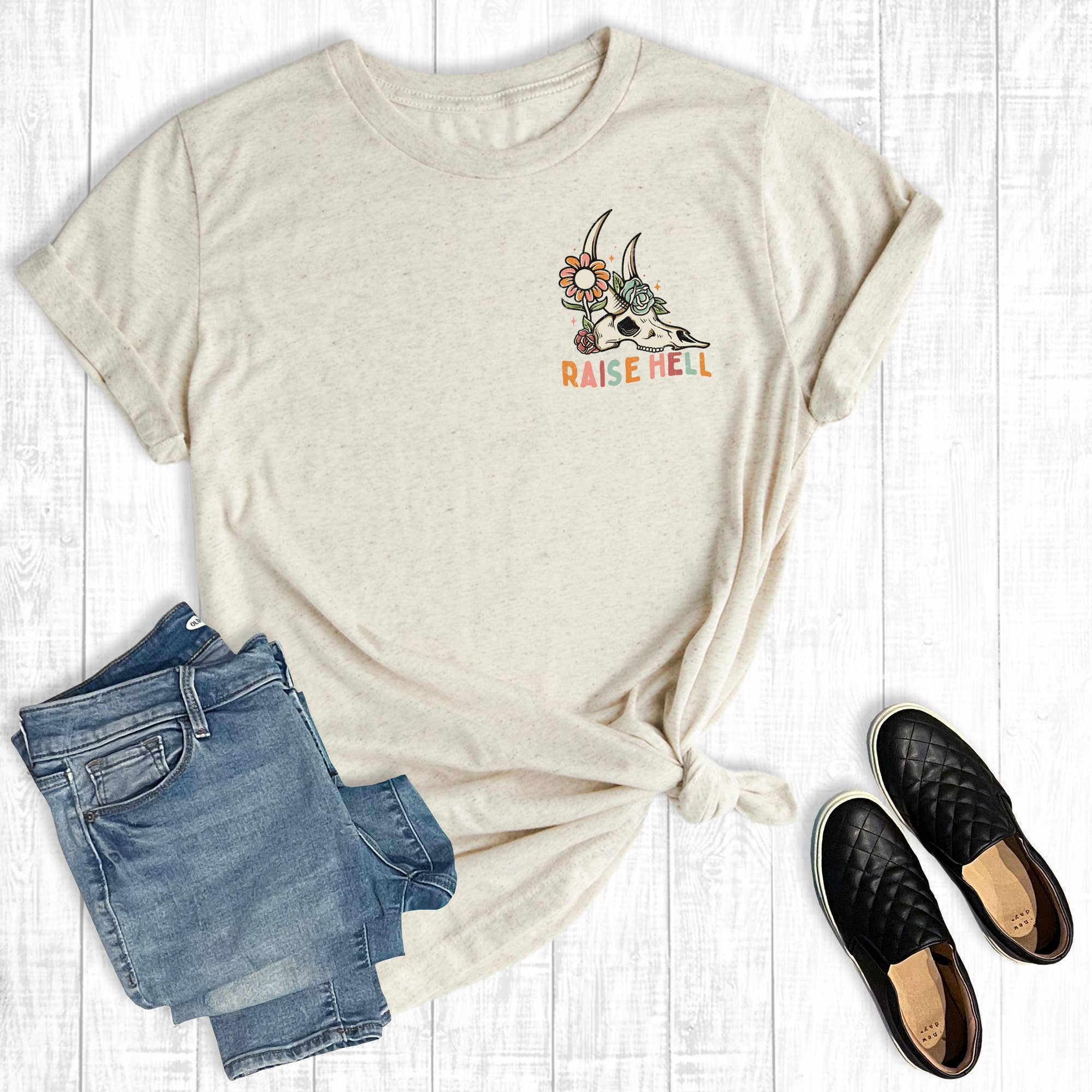 Western Raise Hell Cowskull Graphic Tee Hoodie, Sweatshirt | PodTeesHub.com