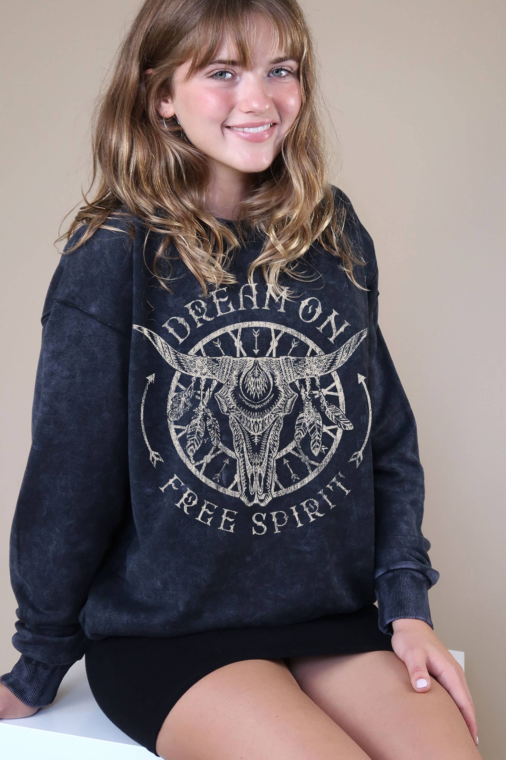 Dream Catcher Cow Skull Free Spirit Mineral Brush Sweatshirt T-Shirts, Hoodie | PodTeesHub.com