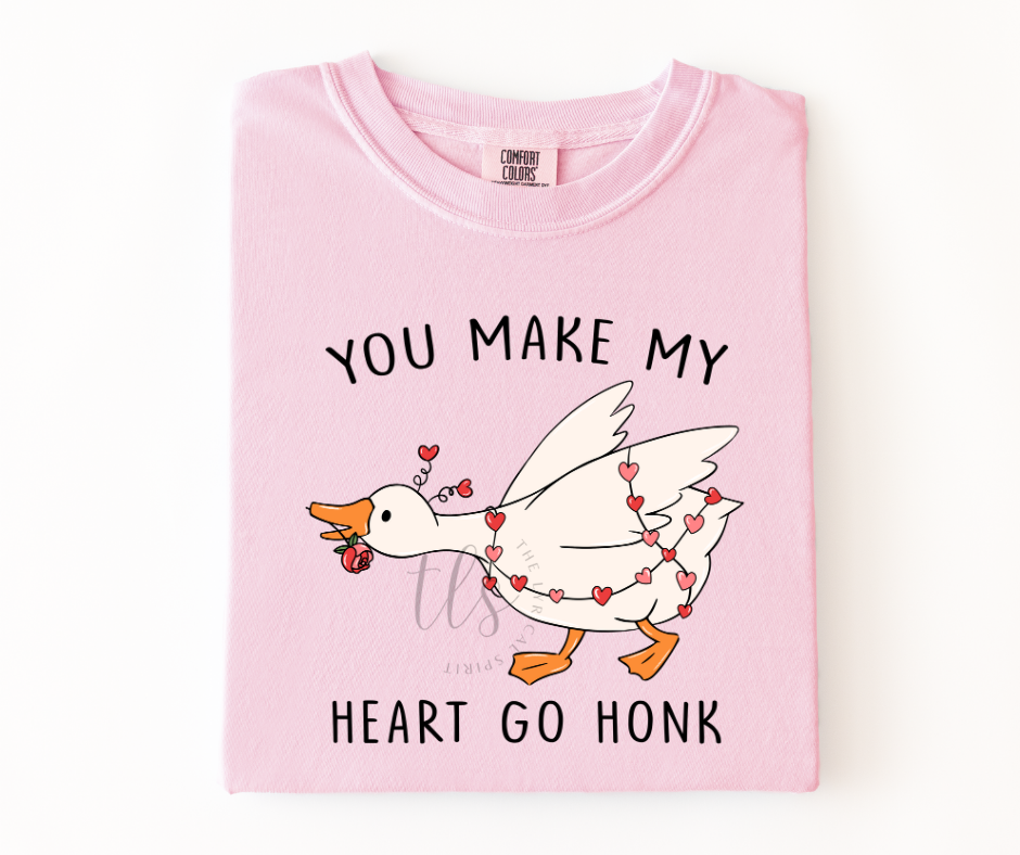 You Make My Heart Go Honk Valentine's Comfort Colors T-Shirt Hoodie, Sweatshirt | PodTeesHub.com