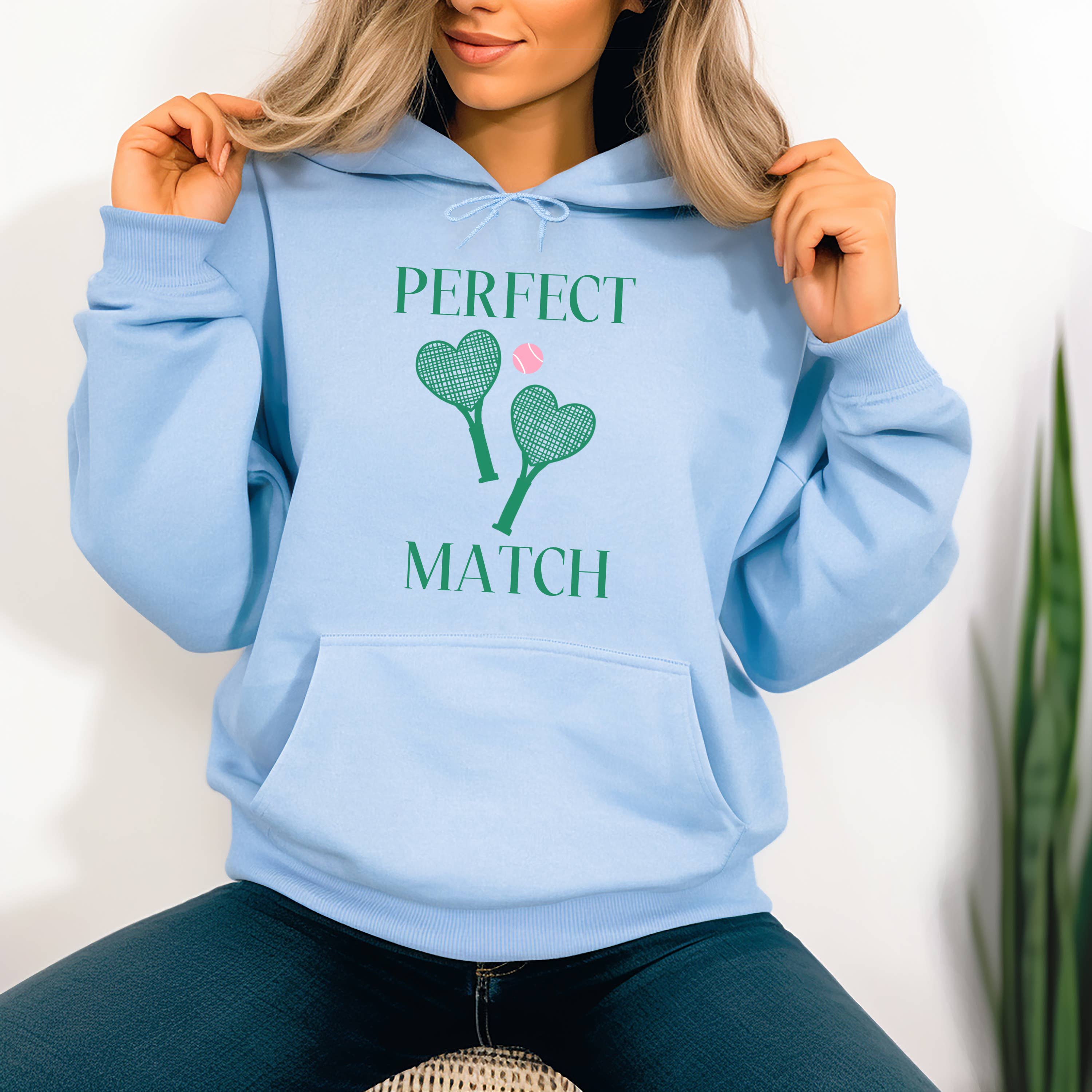 Tennis Hoodie, Perfect Match, Valentines Hoodie T-Shirts, Sweatshirt | PodTeesHub.com