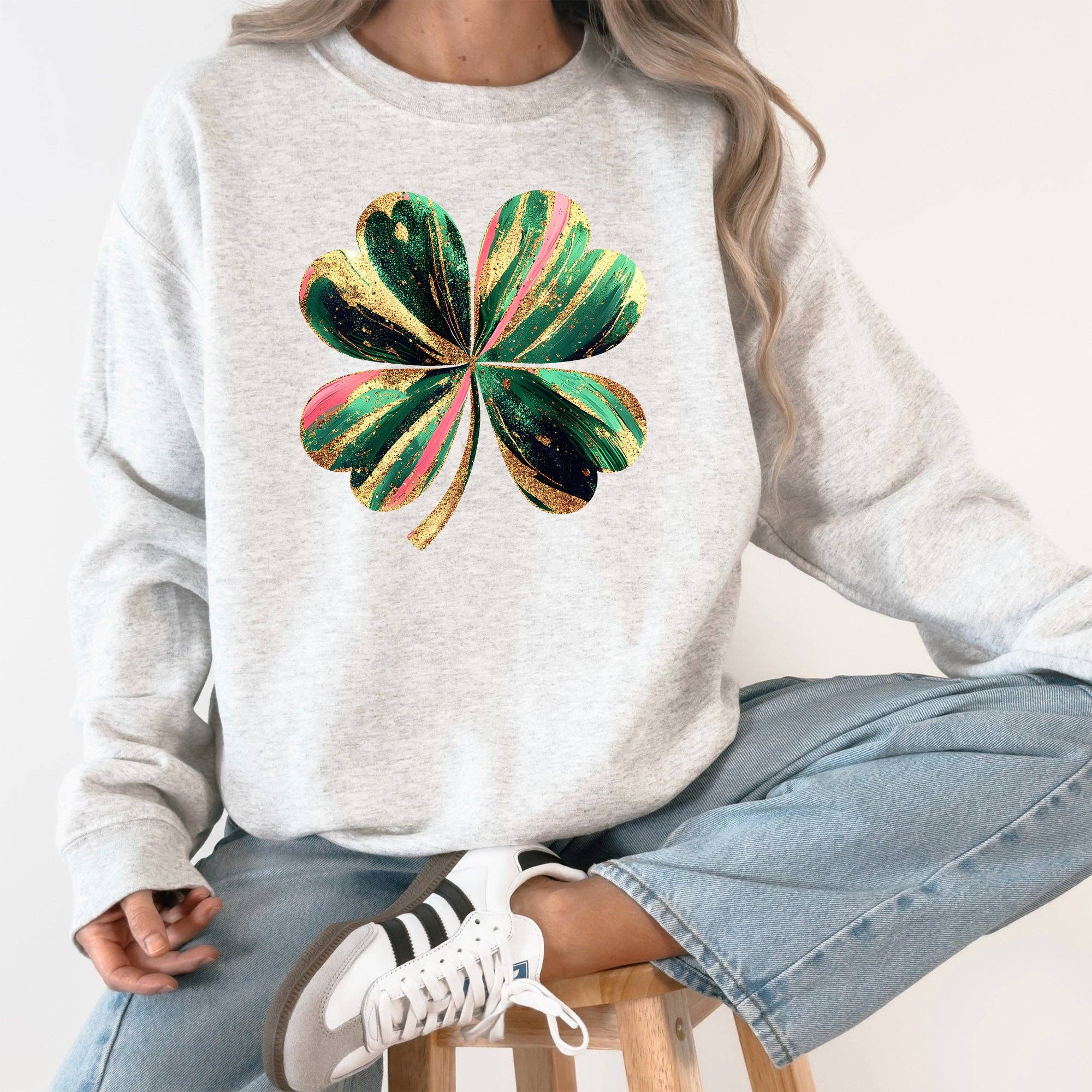 Glittery Shamrock, Real Glitter, St Patrick's Day Sweatshirt T-Shirts, Hoodie | PodTeesHub.com