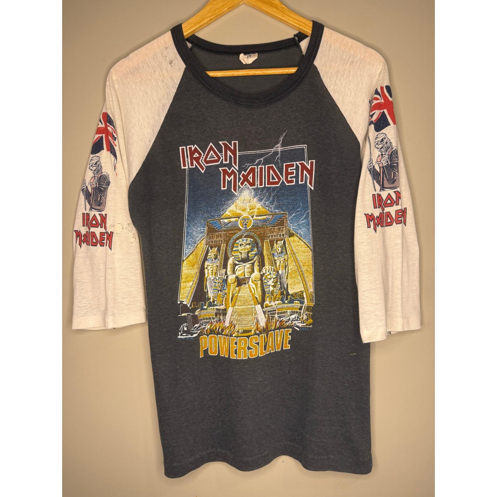 Iron Maiden X Vintage Vintage Iron Maiden Powerslave Aces High British Invasion T-Shirts, Hoodie, Sweatshirt | PodTeesHub.com