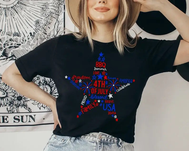 4th of July Star T-Shirt Hoodie, Sweatshirt | PodTeesHub.com