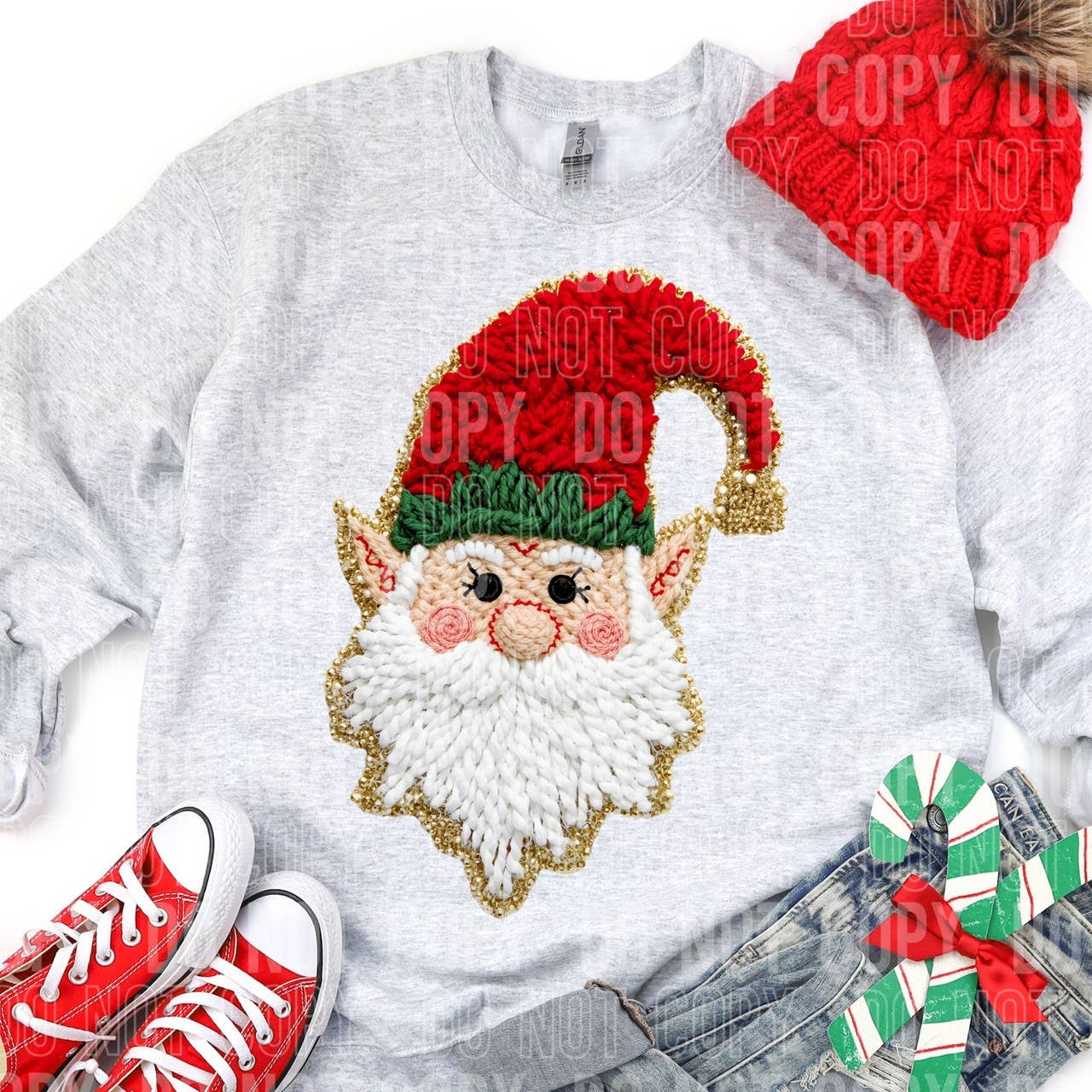 Faux Yarn Christmas Elf Sweatshirt T-Shirts, Hoodie | PodTeesHub.com