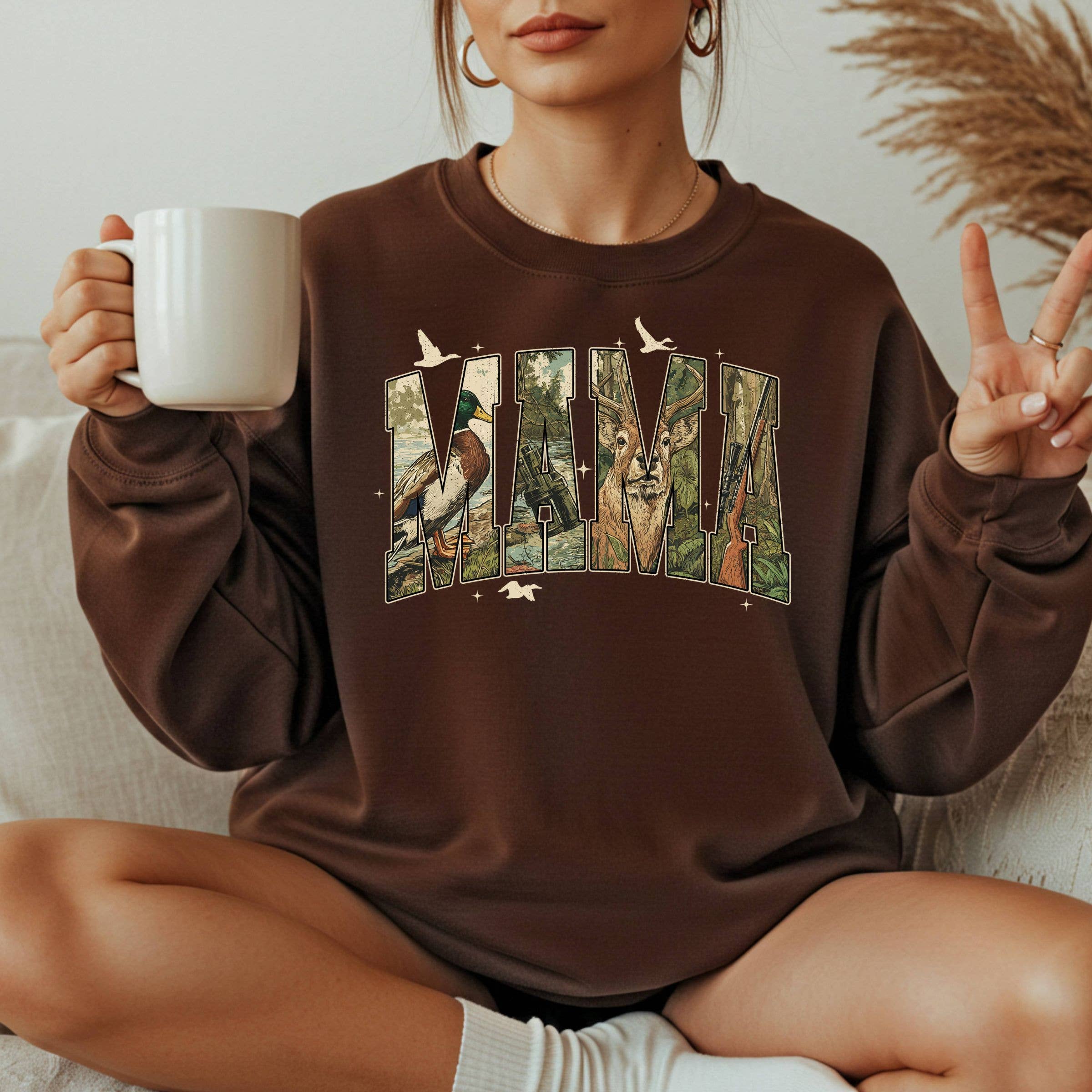 Mama Camo Graphic Sweatshirt - Western Graphic Tee Hoodie | PodTeesHub.com