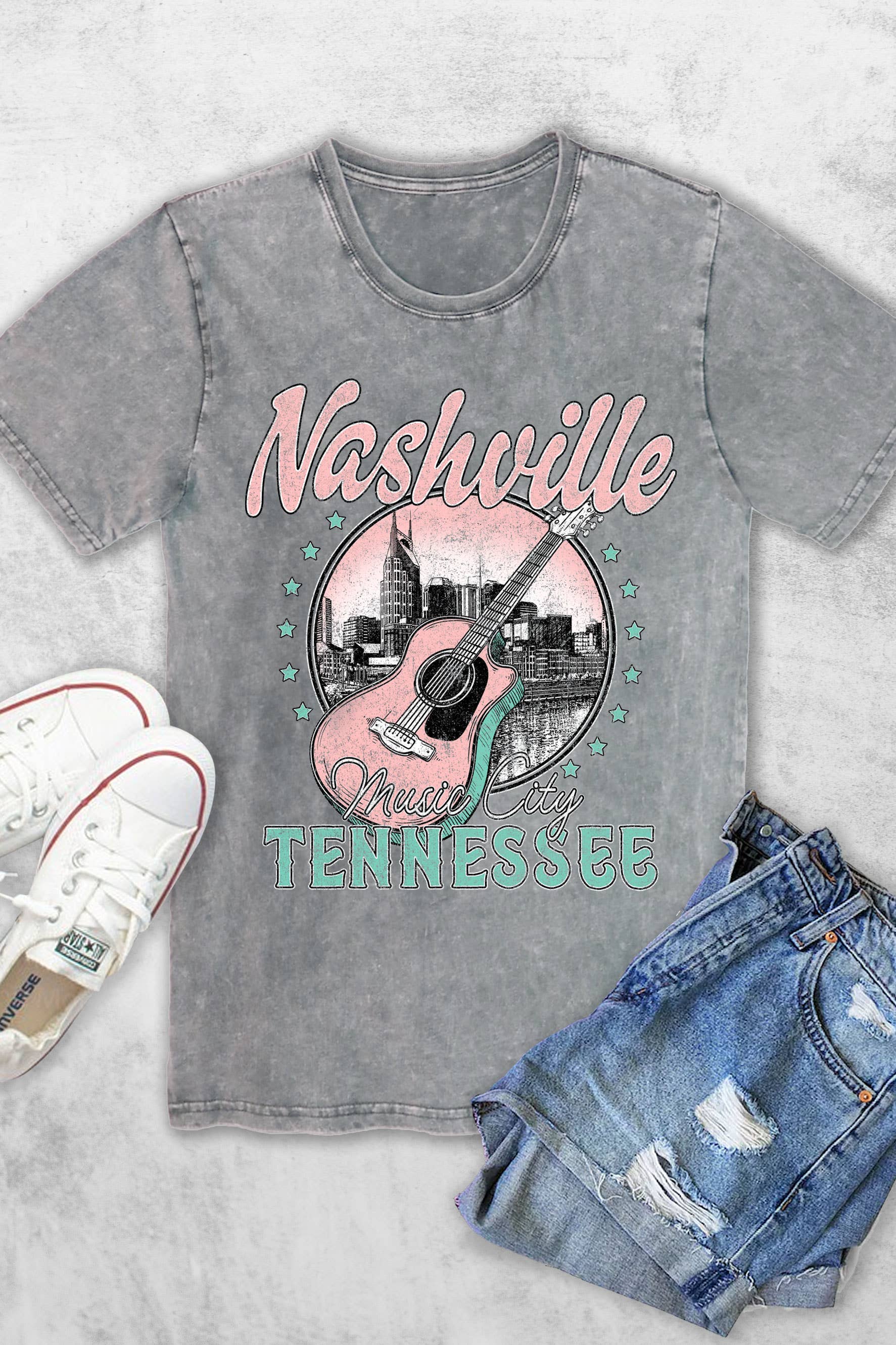 Nashville Tennessee Music City Womens Vintage Graphic Tshirt Hoodie, Sweatshirt | PodTeesHub.com