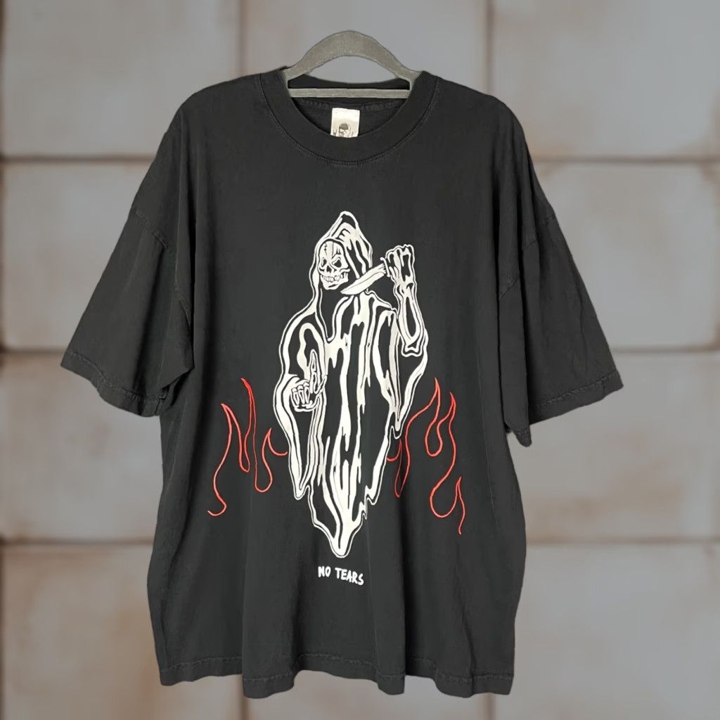 Lotas Warren Lotas Grim Reaper Knife Flames Graphic T Shirt Mens Xl Black Made In Usa Hoodie, Sweatshirt | PodTeesHub.com