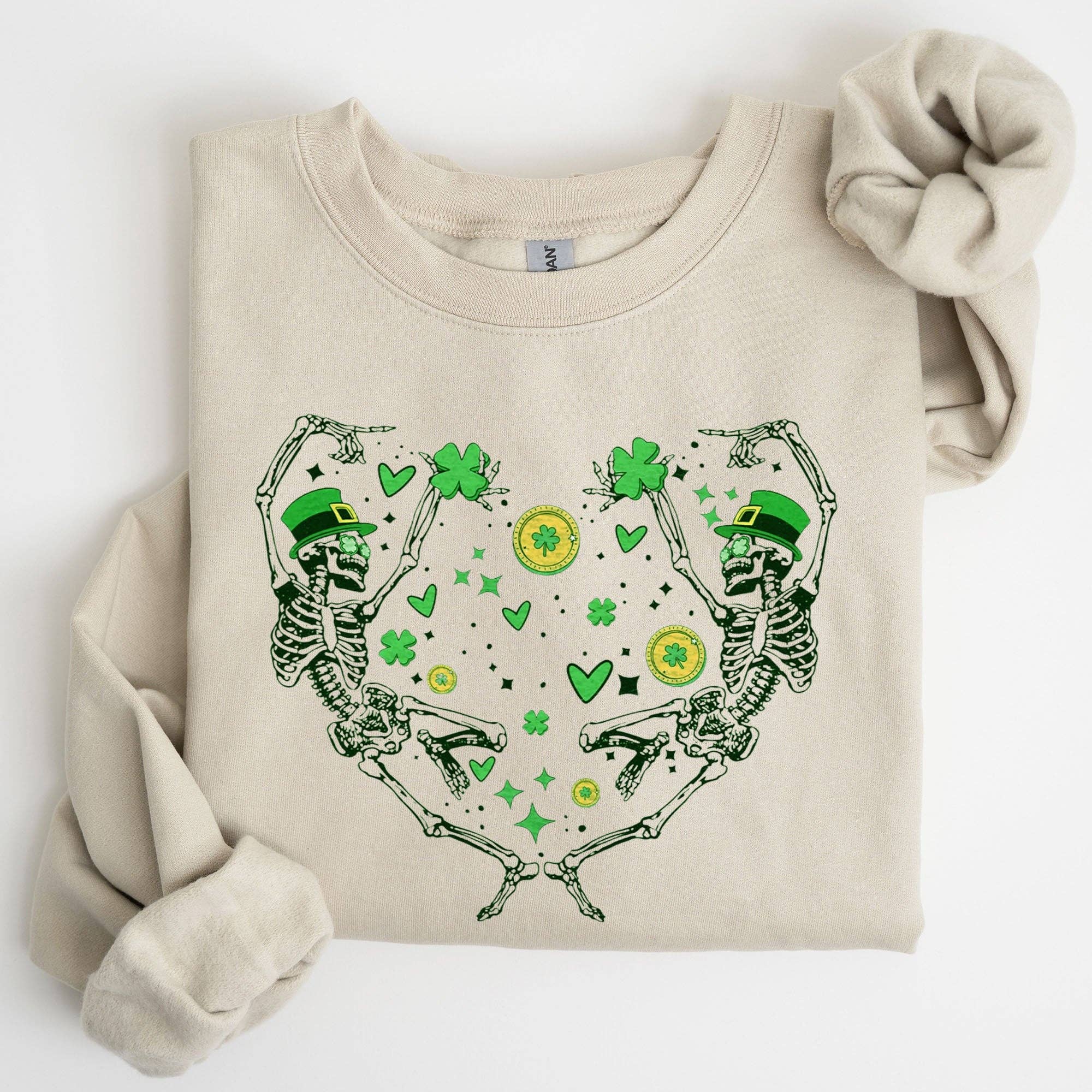 Dancing Skeletons Clover Shamrock St Patrick's Sweatshirt T-Shirts, Hoodie | PodTeesHub.com