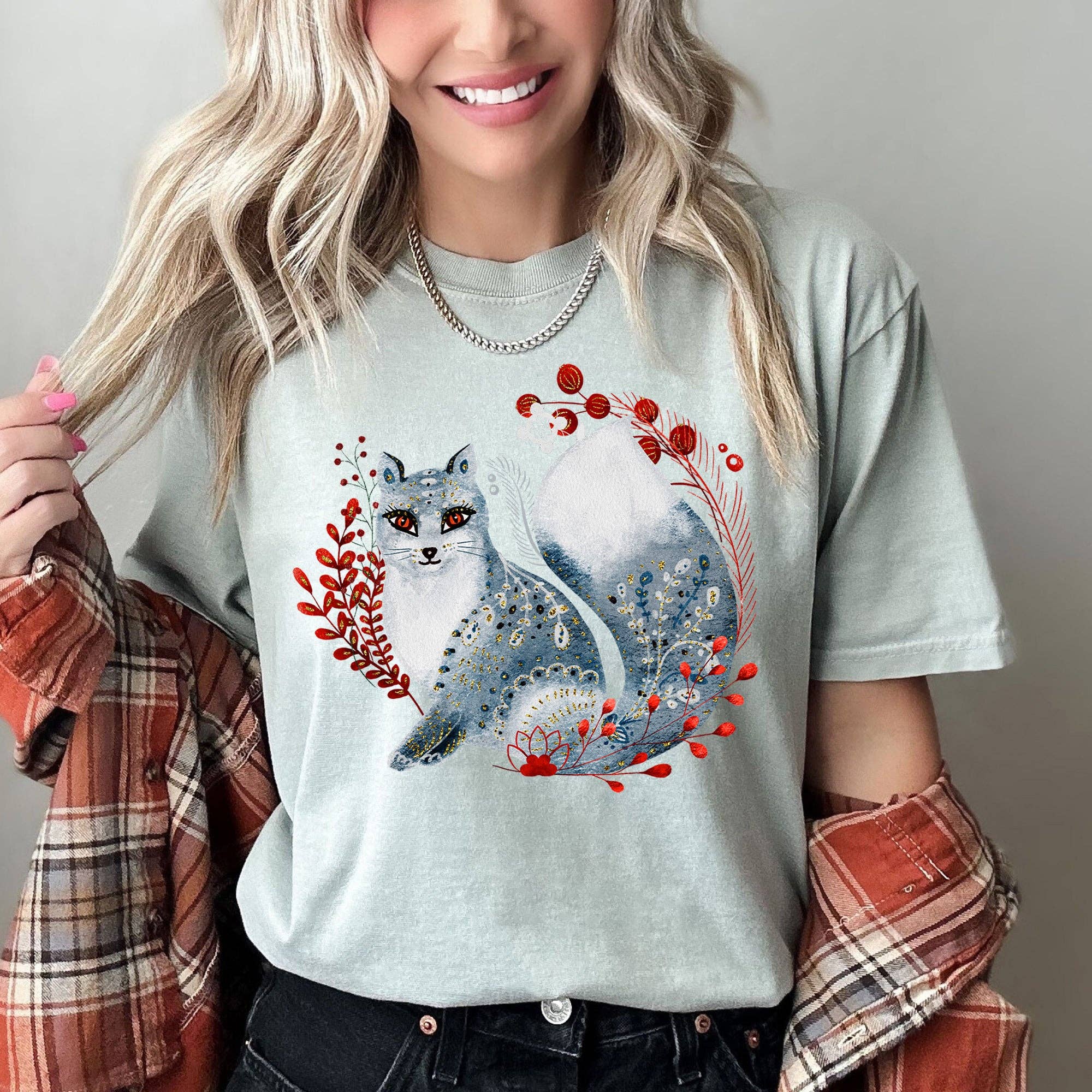 Fox, Folk Art, Scandinavian, Winter, Christmas T-Shirt Hoodie, Sweatshirt | PodTeesHub.com