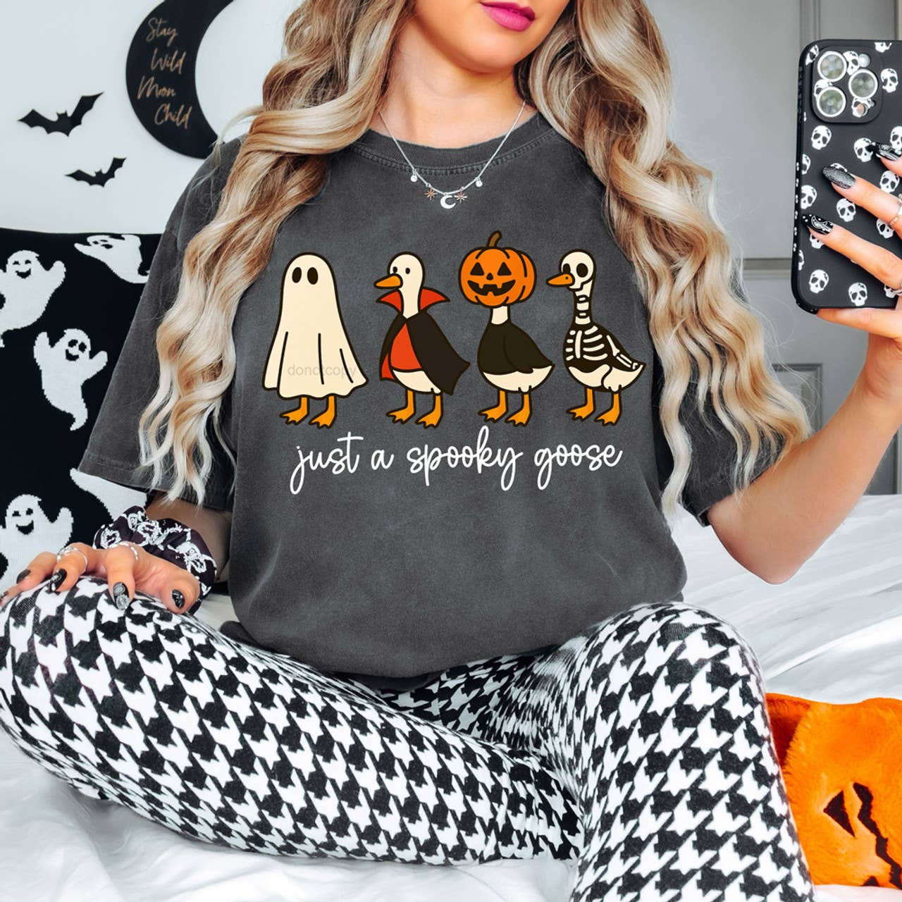 Just A Spooky Goose Tee Hoodie, Sweatshirt | PodTeesHub.com