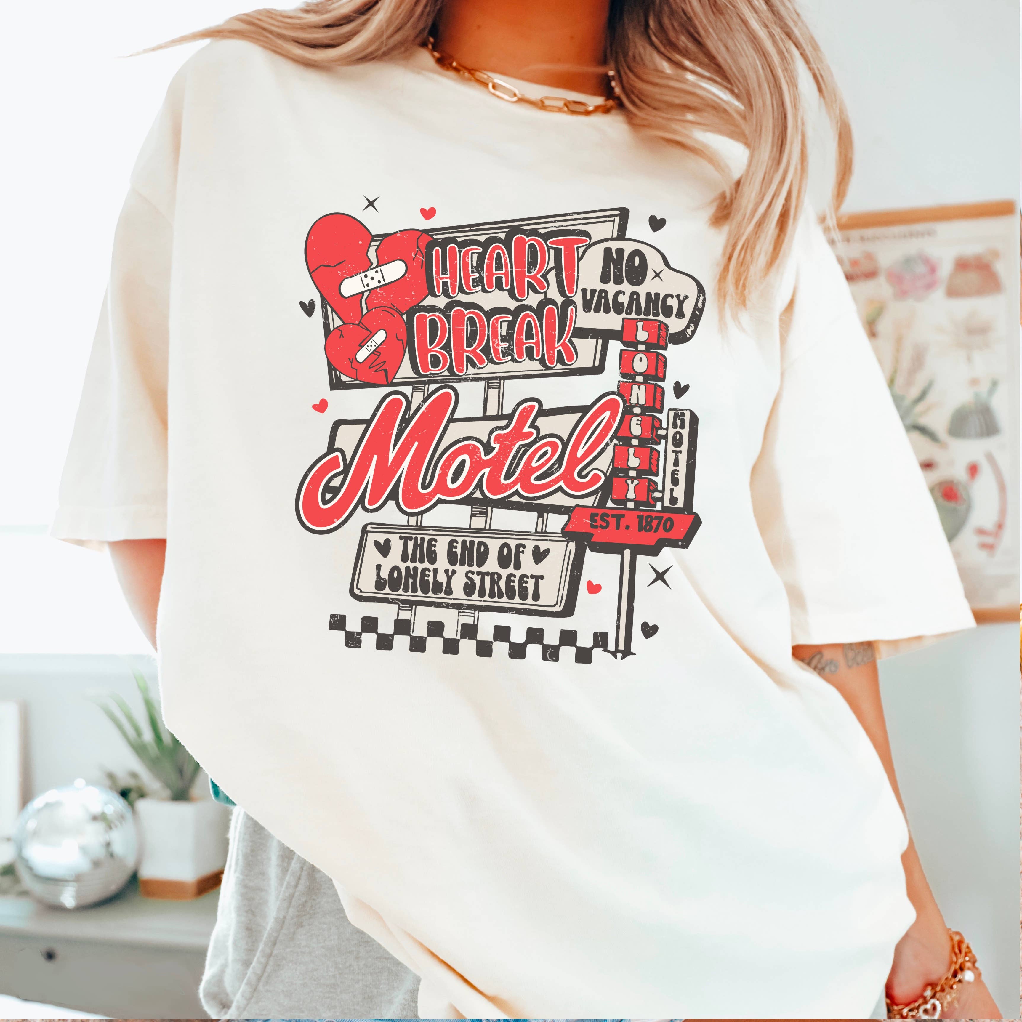Heart Break Motel Valentine’S Day Shirt | Comfort Colors Hoodie, Sweatshirt | PodTeesHub.com