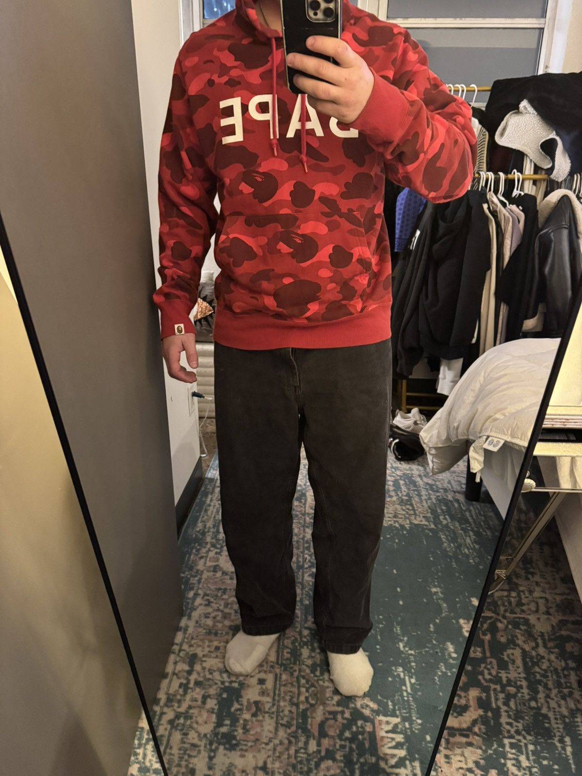 Red Camo Bape Hoodie T-Shirts, Sweatshirt | PodTeesHub.com
