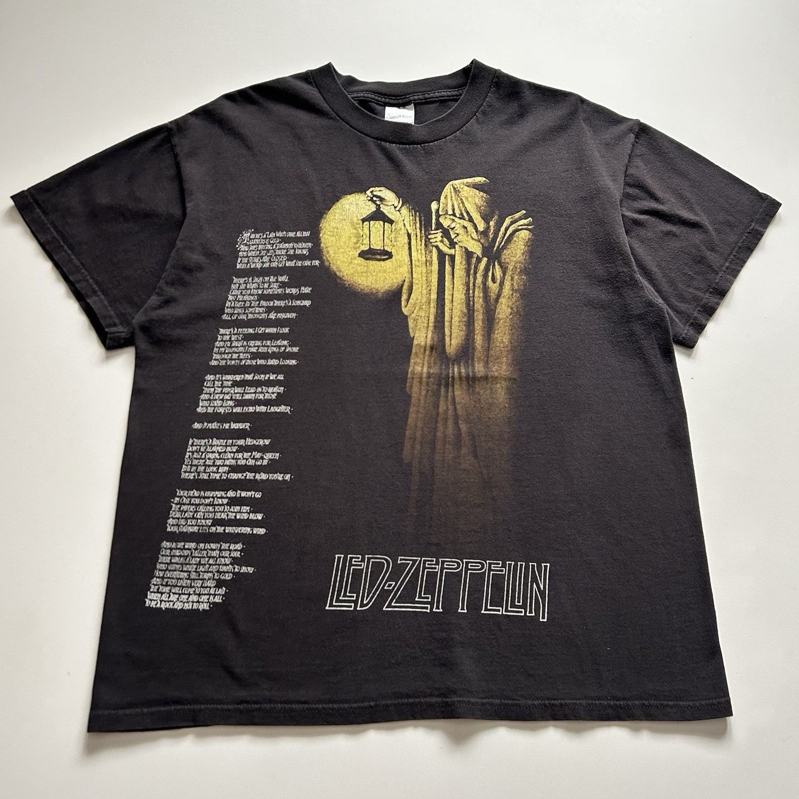 Vintage Led Zeppelin T Shirt Large Y2k Band Tee Faded Black Hoodie, Sweatshirt | PodTeesHub.com
