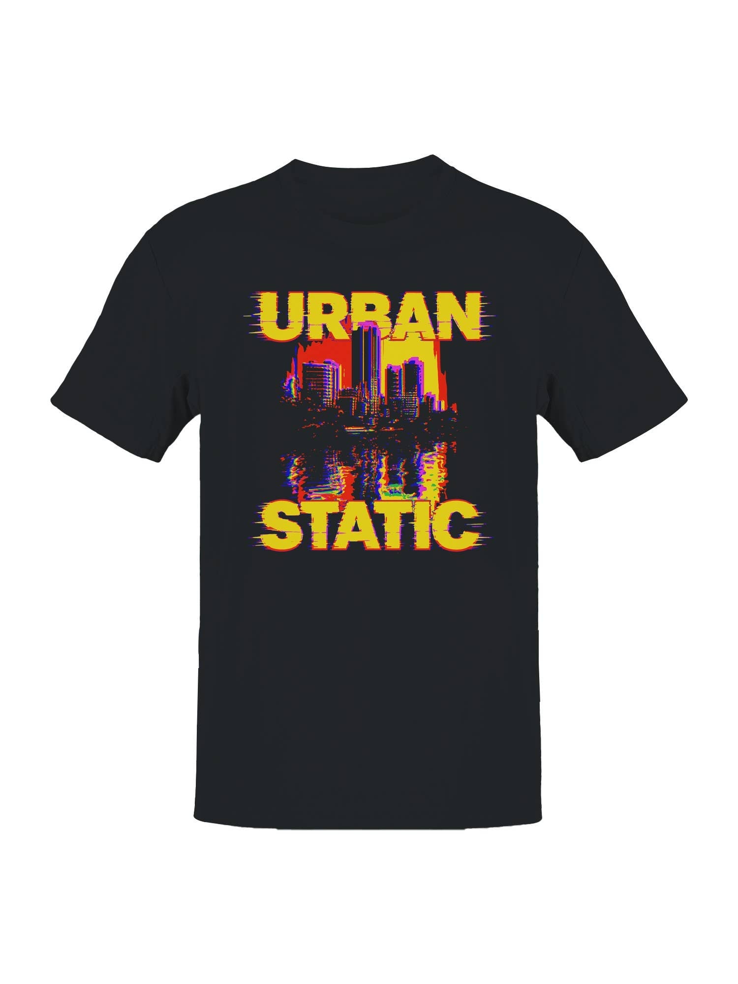 Urban Static Glitch Cityscape Men's T-Shirt Hoodie, Sweatshirt | PodTeesHub.com