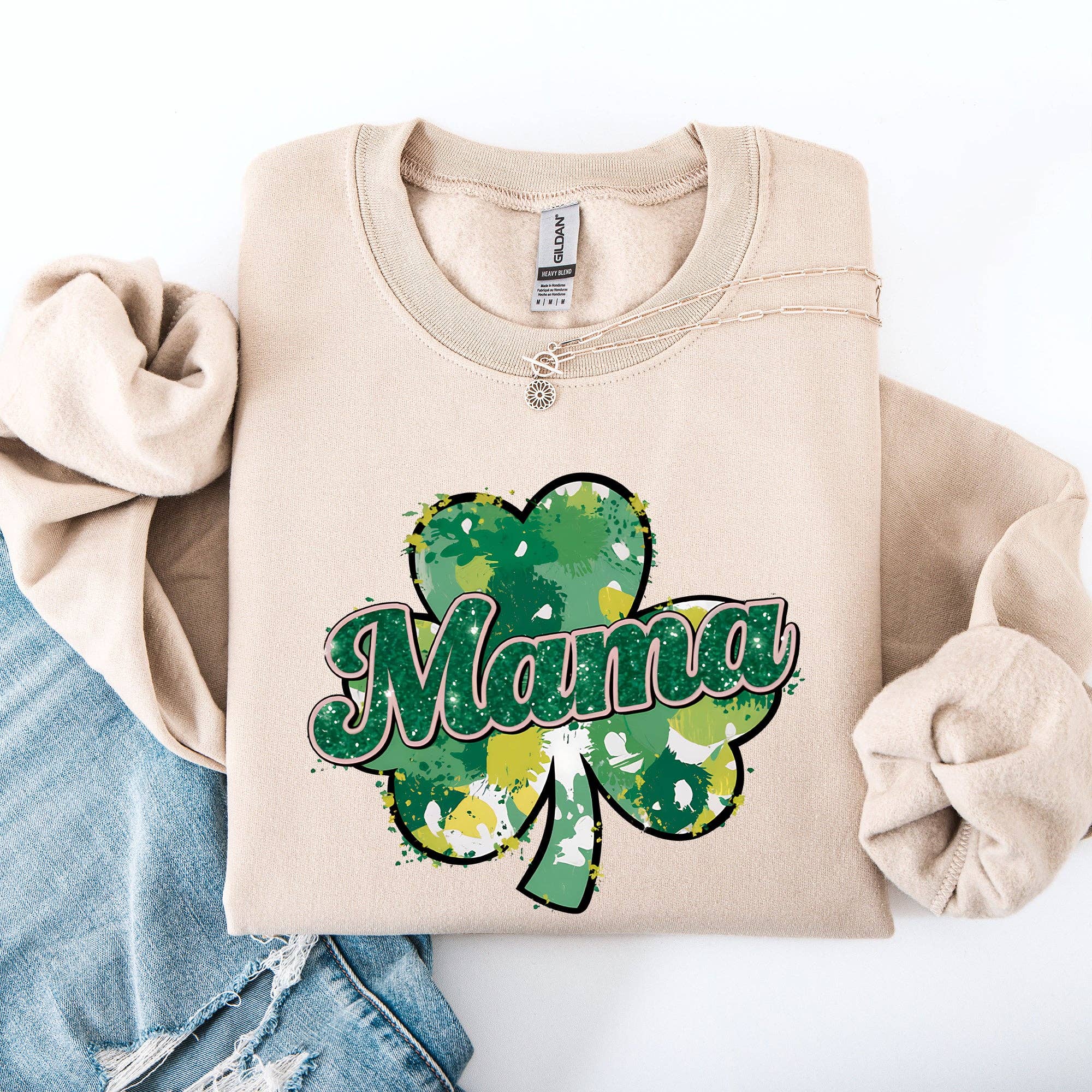 Mama, Painted, St Patrick's Day, Shamrock Sweatshirt T-Shirts, Hoodie | PodTeesHub.com