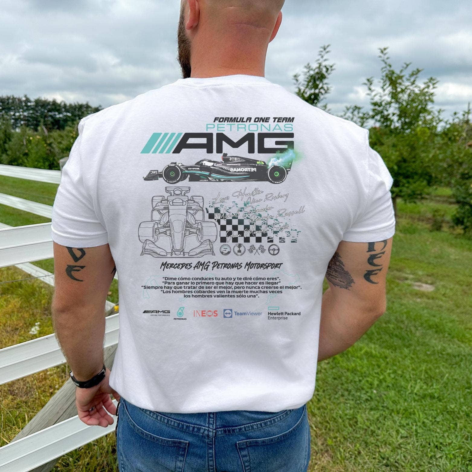 Mercedes F1 Racing Graphic Tee - Unisex Sports Fan Shirt Hoodie, Sweatshirt | PodTeesHub.com