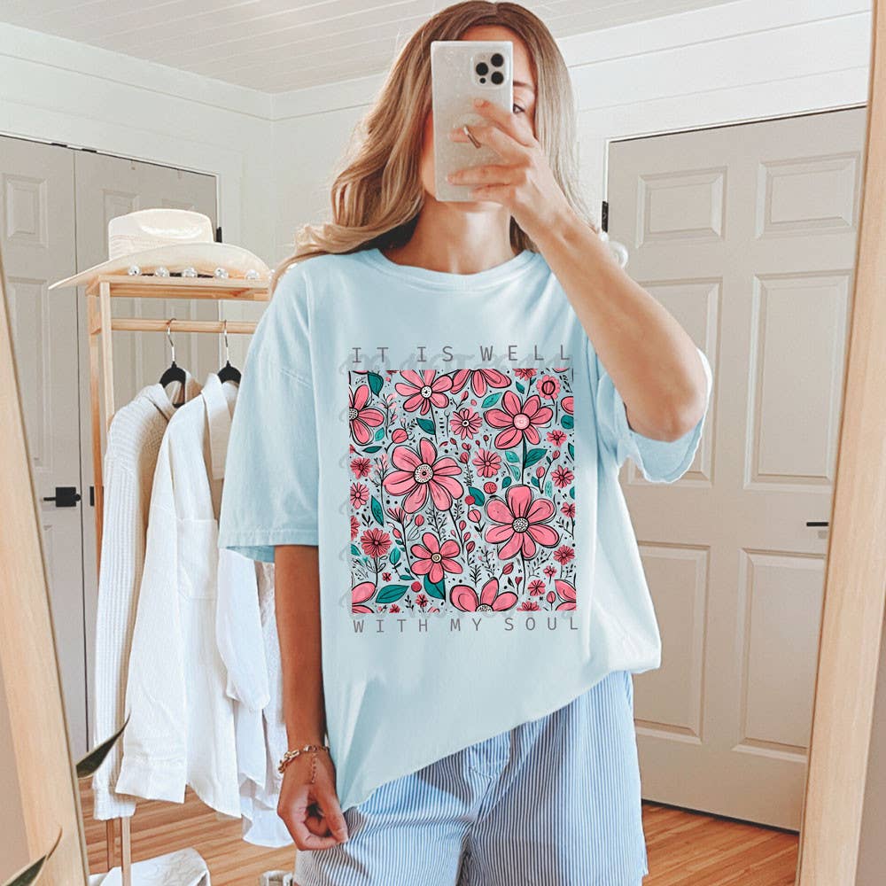It Is Well with My Soul Floral Tee Hoodie, Sweatshirt | PodTeesHub.com