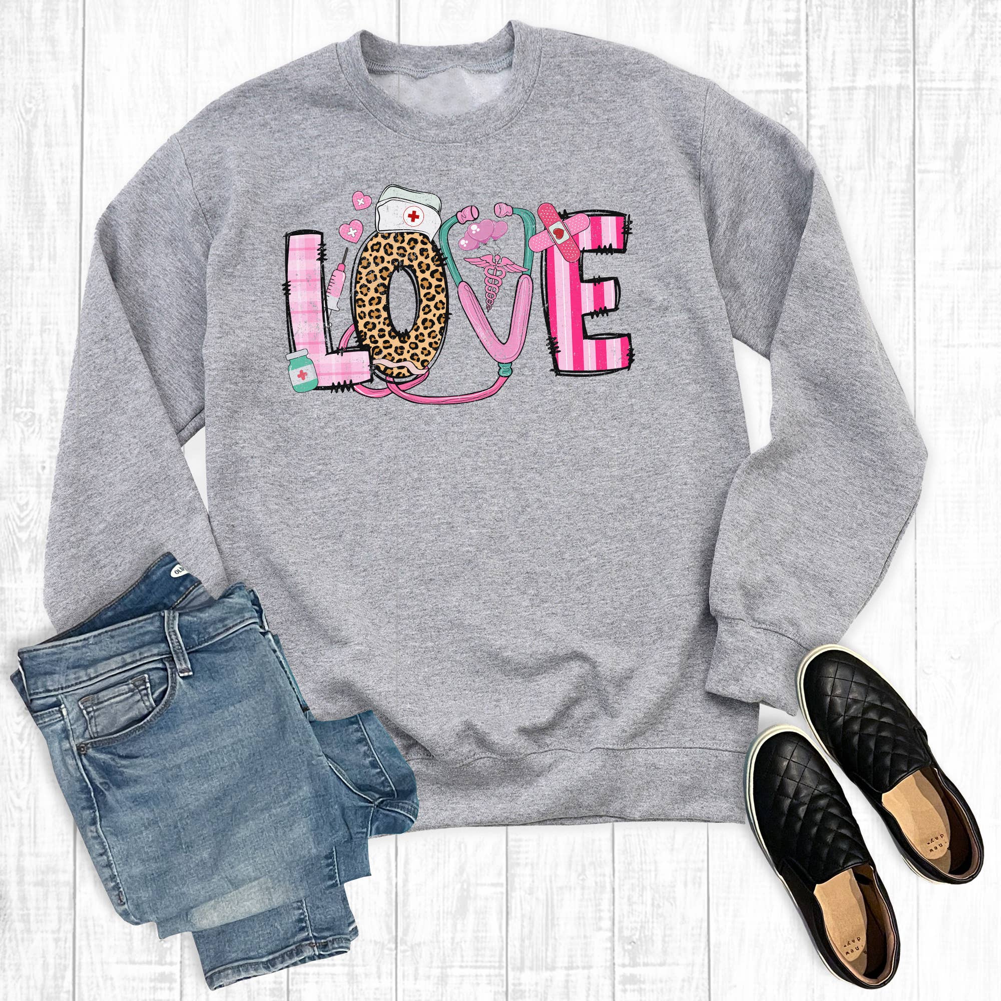 Valentine's Day Love Nurse Sweatshirt T-Shirts, Hoodie | PodTeesHub.com