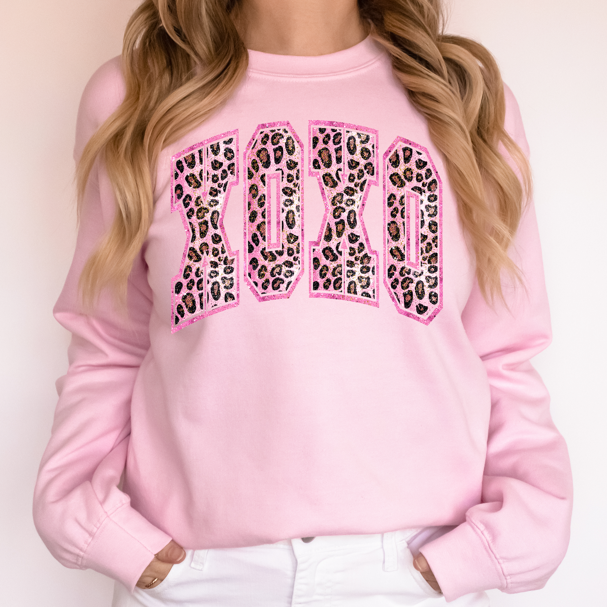 Glittery Leopard Print Xoxo, Valentine's Day Love Sweatshirt T-Shirts, Hoodie | PodTeesHub.com