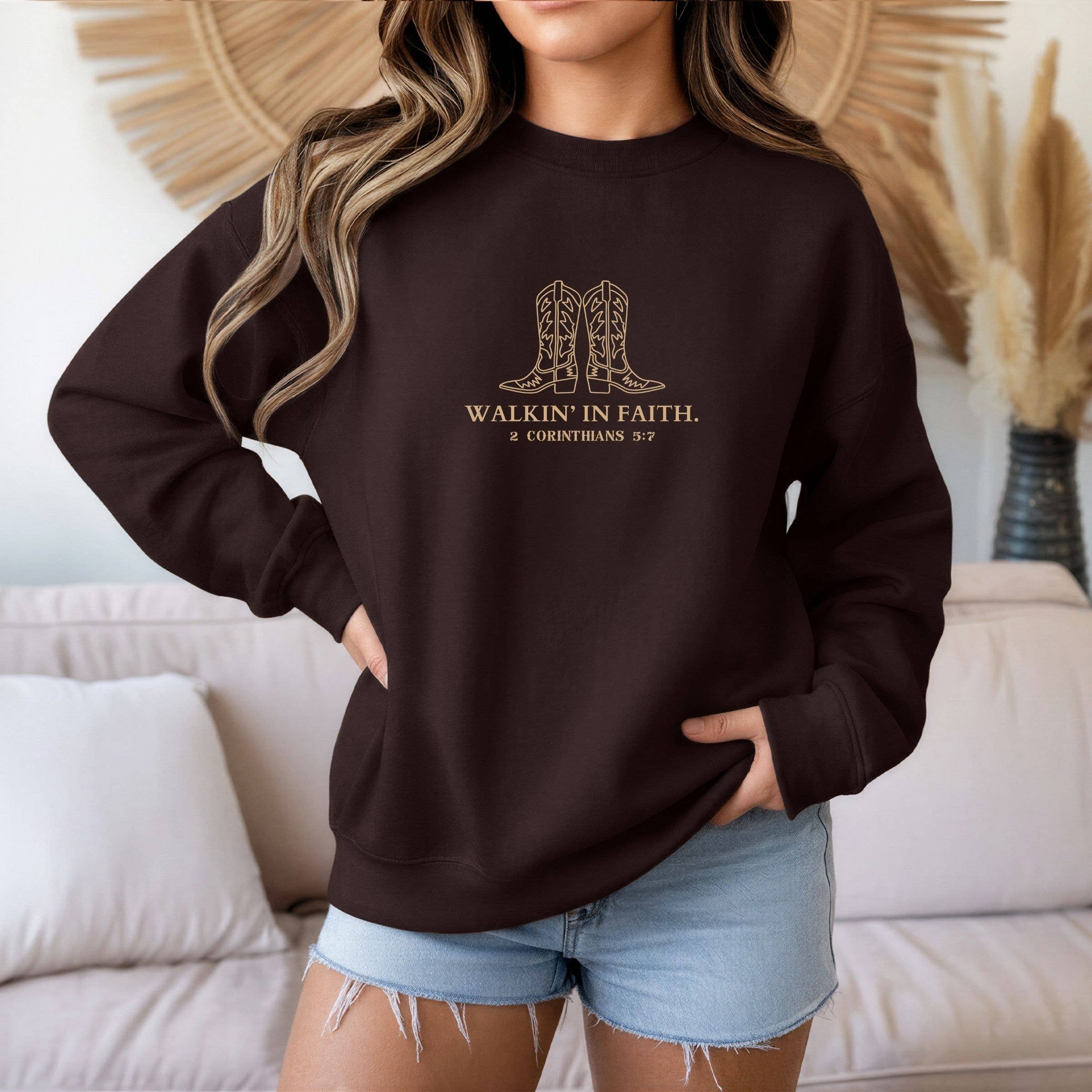 Walk in Faith Graphic Spring Floral Western Sweatshirt T-Shirts, Hoodie | PodTeesHub.com