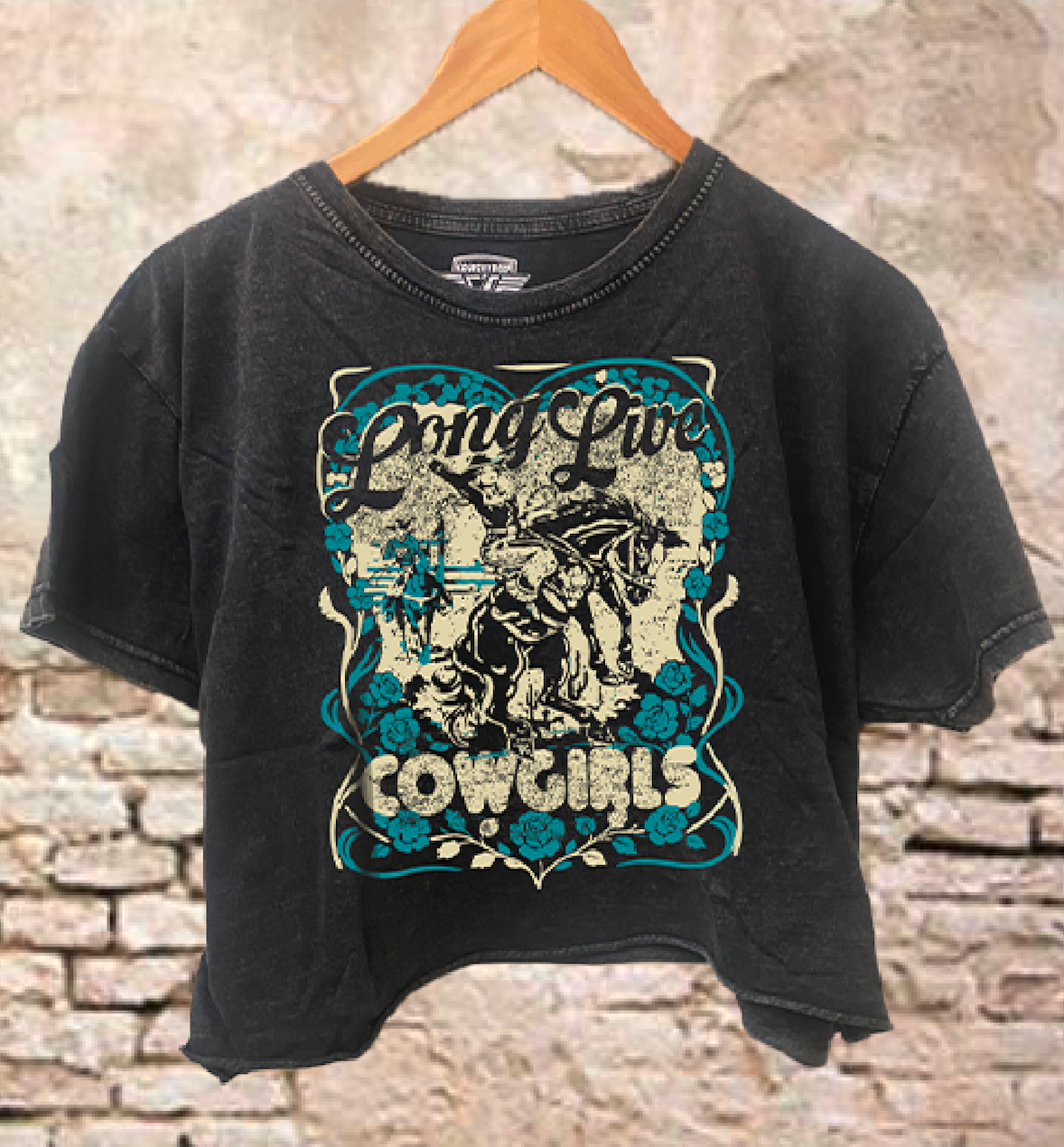 Long Live Cowgirls Relaxed Cropped Acid Wash T-Shirt Hoodie, Sweatshirt | PodTeesHub.com