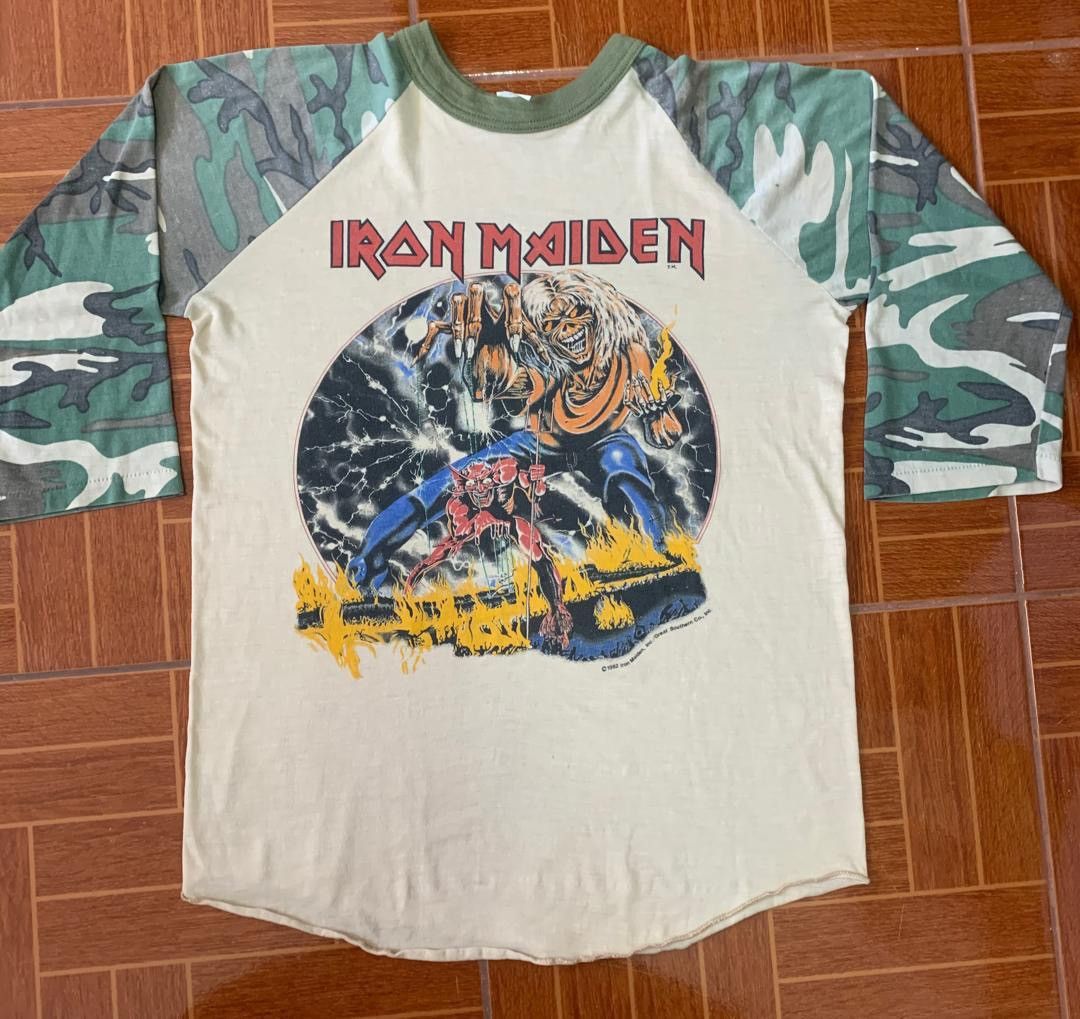 Maiden Vintage Iron Maiden 82 83 Camo Sleeve T-Shirts, Hoodie, Sweatshirt | PodTeesHub.com