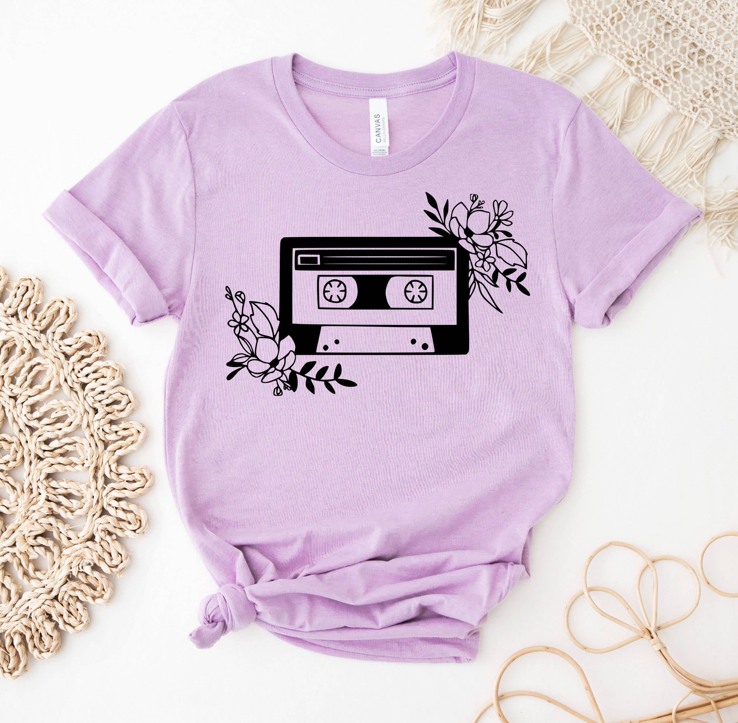 Floral Cassette T-Shirt Hoodie, Sweatshirt | PodTeesHub.com
