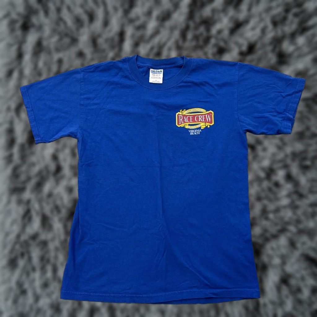 Gildan Vintage Y2k Virginia Beach Tshirt M Rock N Roll Half Marathon 2002 Mens Blue Gildan Short Sle Hoodie, Sweatshirt