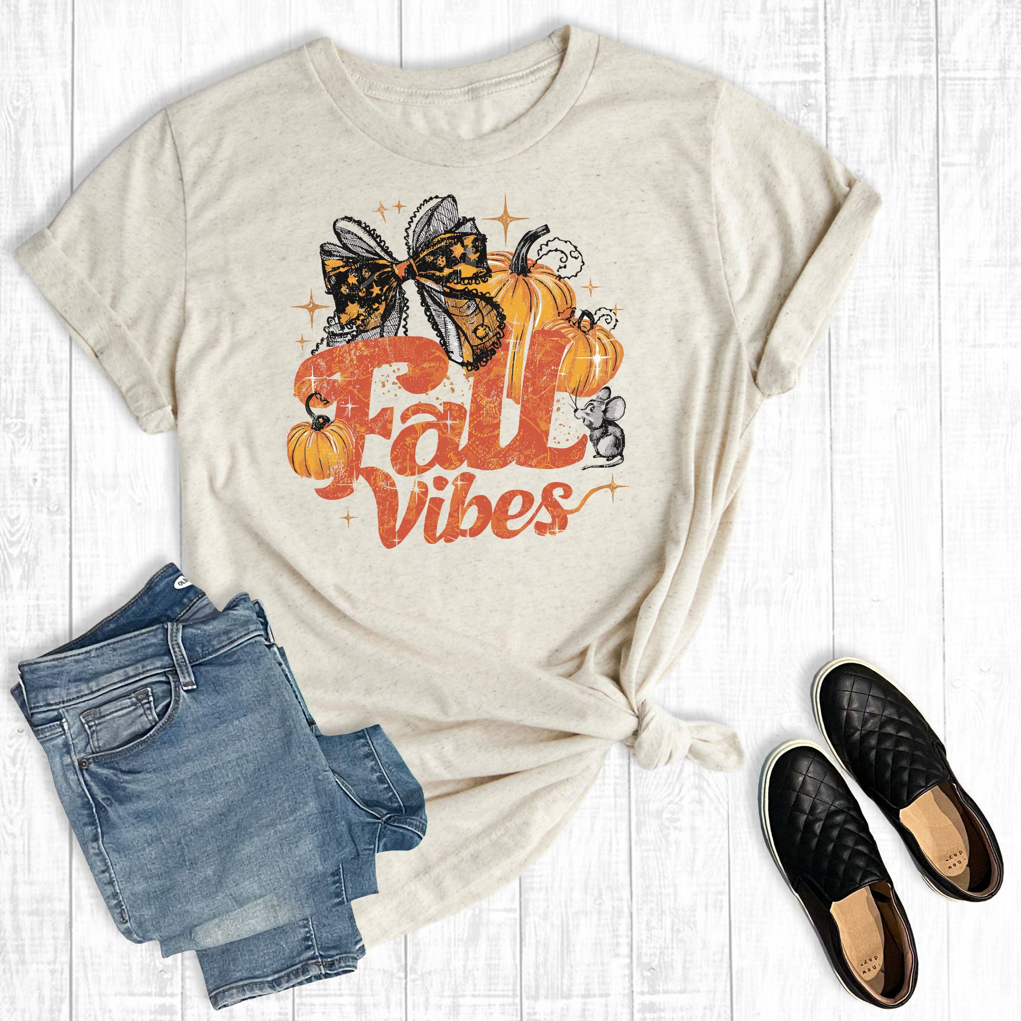 Coquette Bow Fall Vibes Graphic Tee Hoodie, Sweatshirt | PodTeesHub.com
