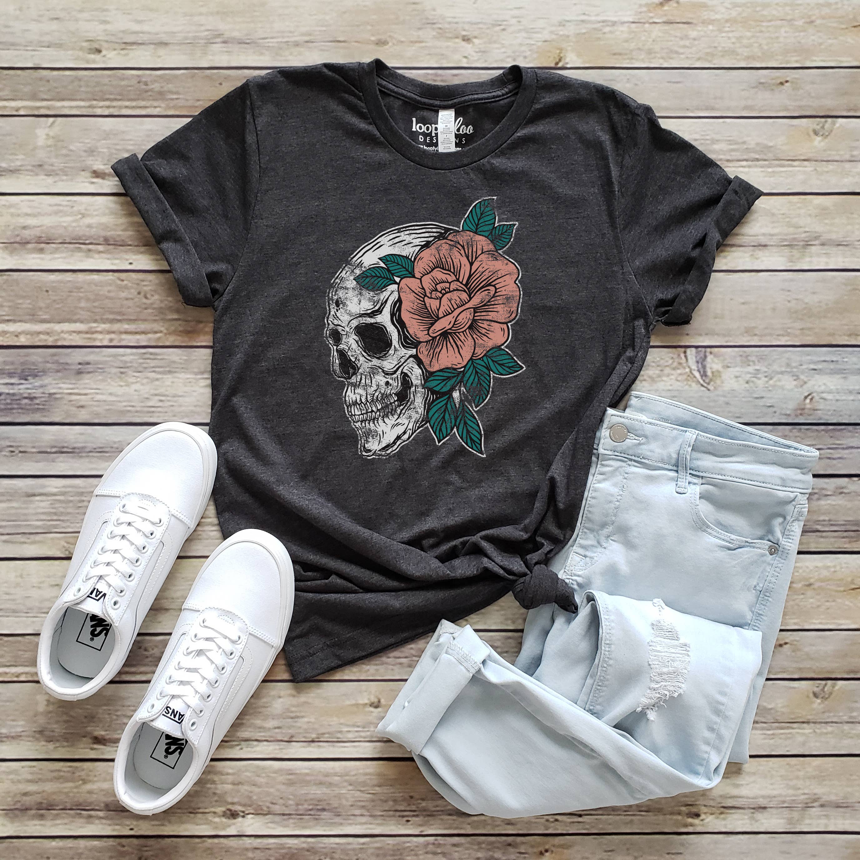 Coral Floral Skeleton Tee | Halloween | Sizes XS-2XL Hoodie, Sweatshirt | PodTeesHub.com