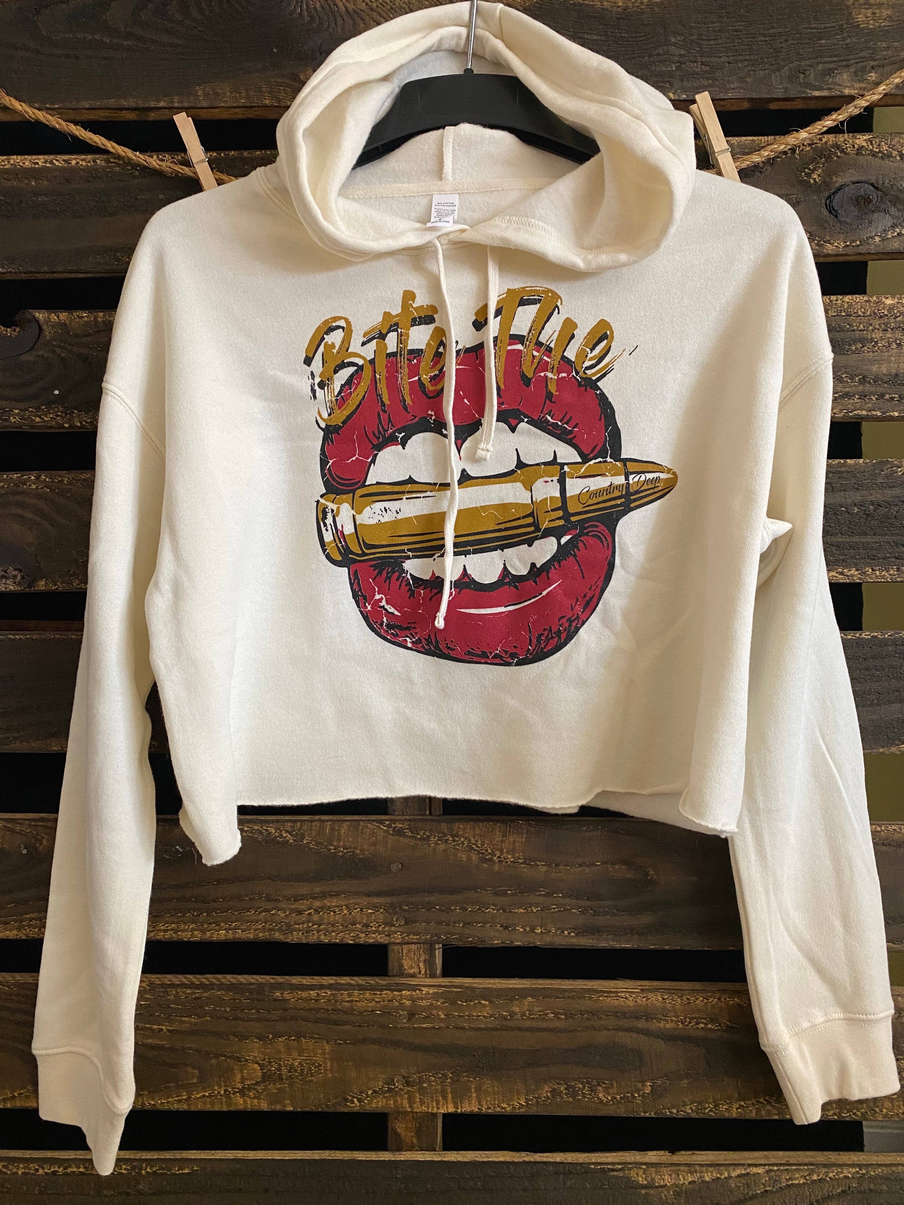Bite the Bullet Cropped Hoodie T-Shirts, Sweatshirt | PodTeesHub.com