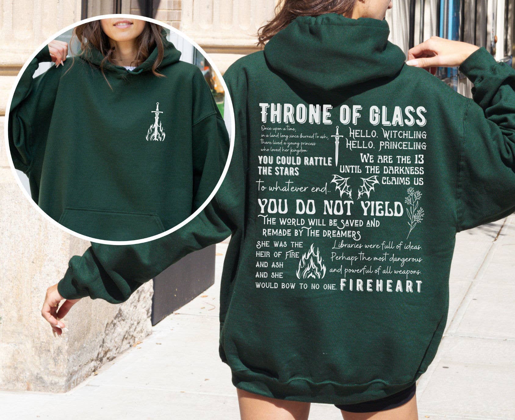 Throne of Glass Fireheart Hoodie T-Shirts, Sweatshirt | PodTeesHub.com