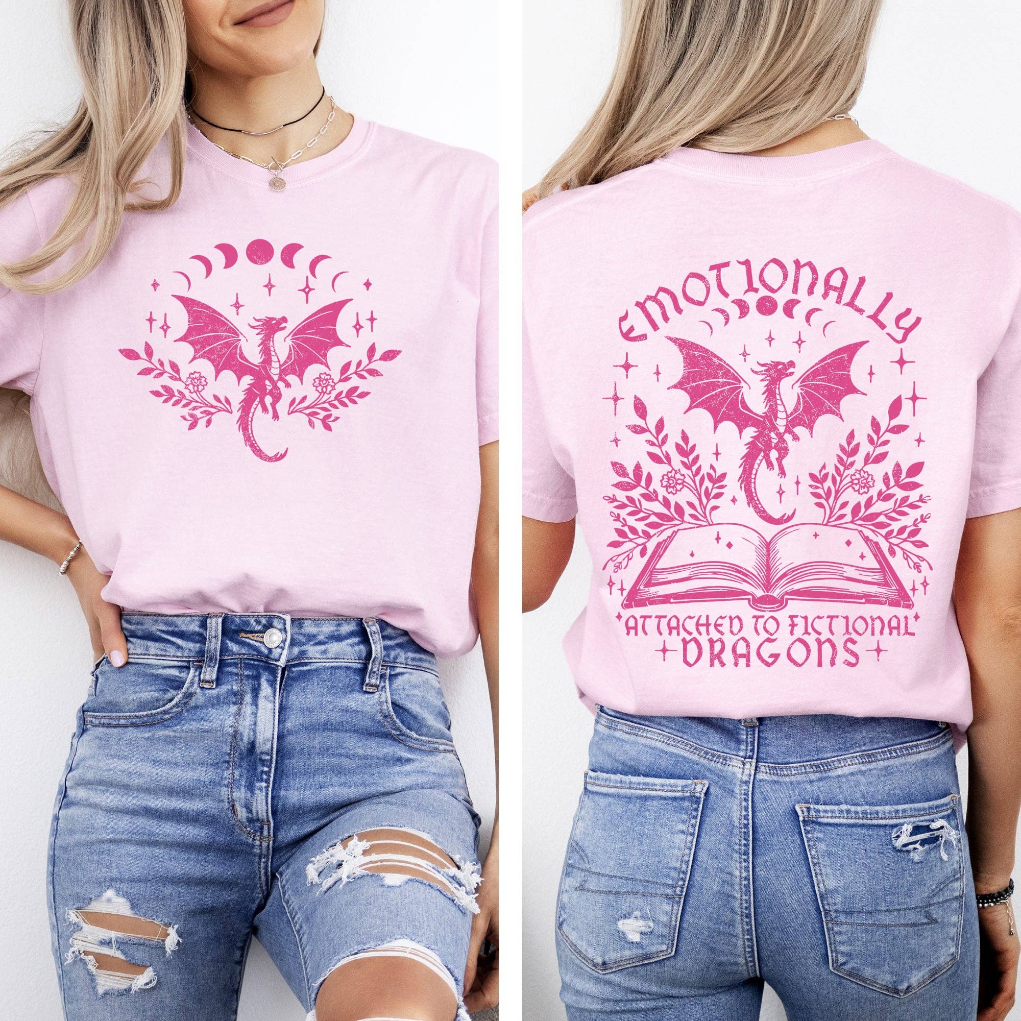 Emotionally Attached To Fictional Dragons Reading T-Shirt Hoodie, Sweatshirt | PodTeesHub.com