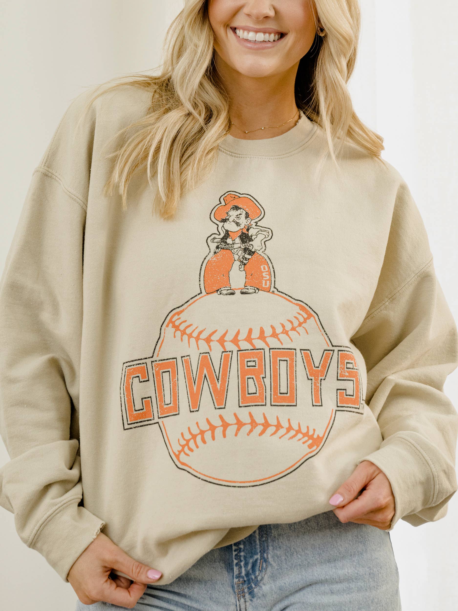 Osu Cowboys Mascot Baseball Sand Thrifted Sweatshirt T-Shirts, Hoodie | PodTeesHub.com
