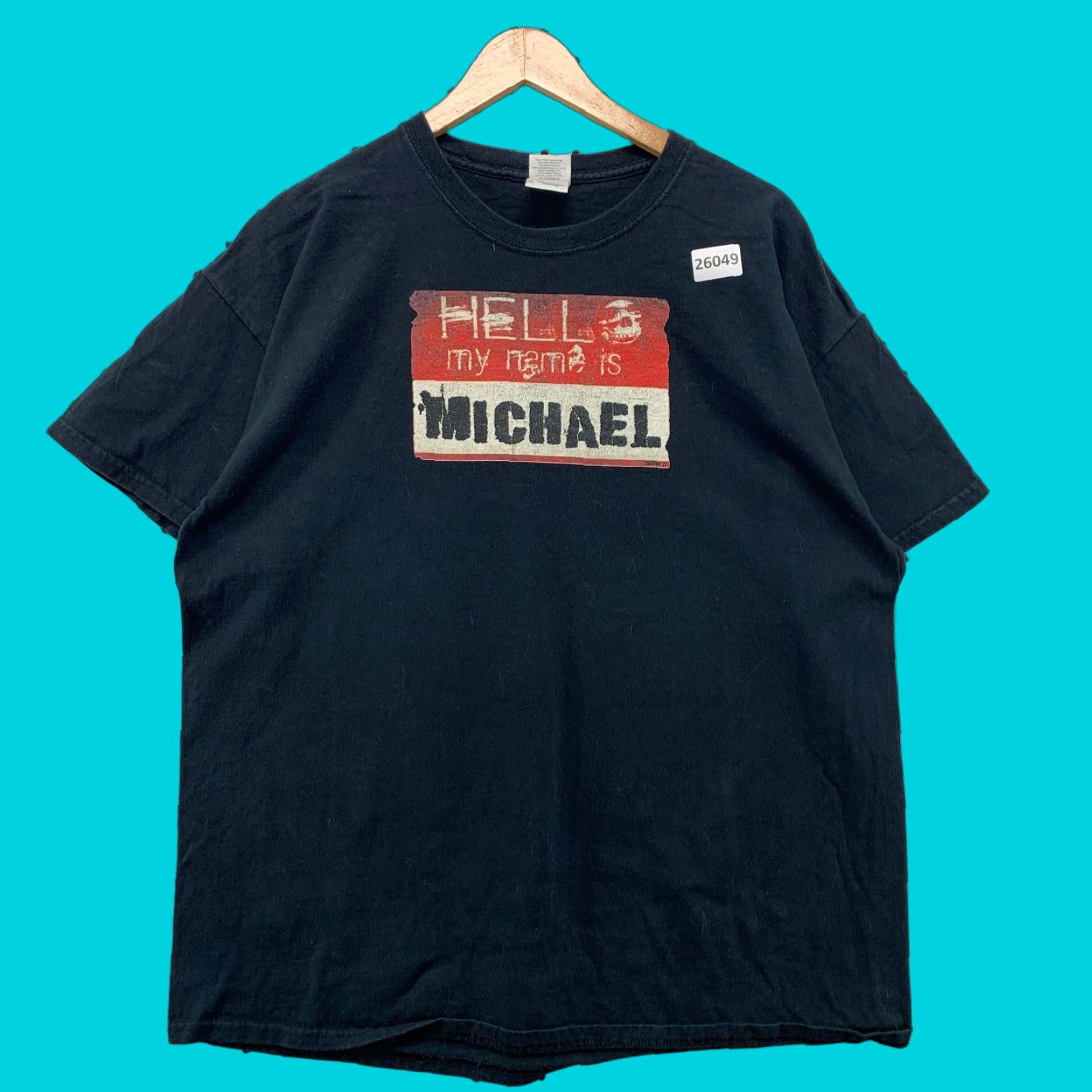 Gildan Hello My Michael Shirt Black Horror Tee Halloween Adult Xl 24x29 Name Tag Shirt Man Hoodie, Sweatshirt