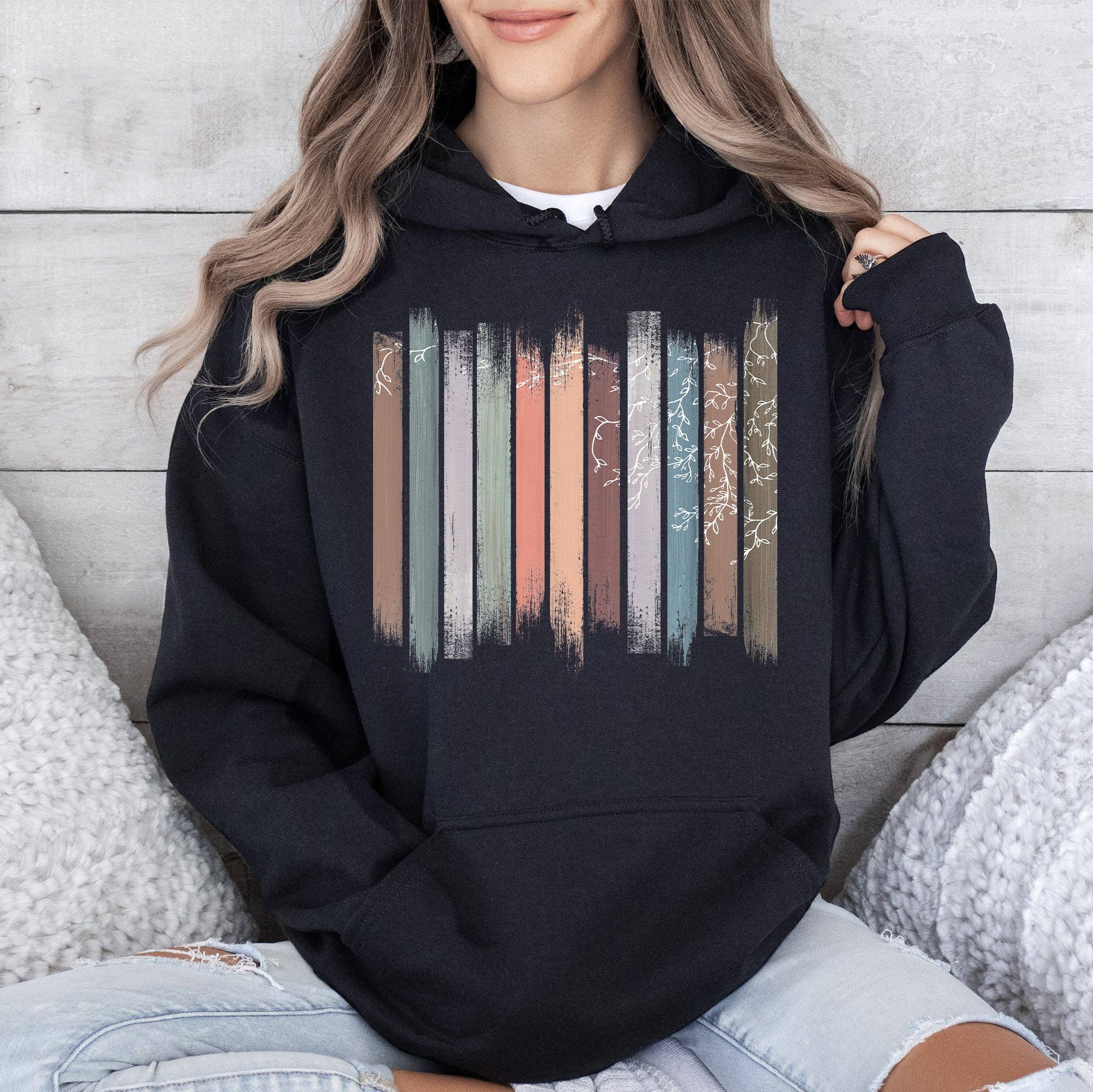 Trailing Vines, Nature, Botanical Stripes Hoodie T-Shirts, Sweatshirt | PodTeesHub.com