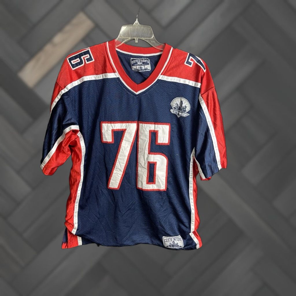 Vintage Steve Barry S City Wide Usa 76 Football Jersey Mens Large Red White Blue Shirt L Men Hoodie, Sweatshirt