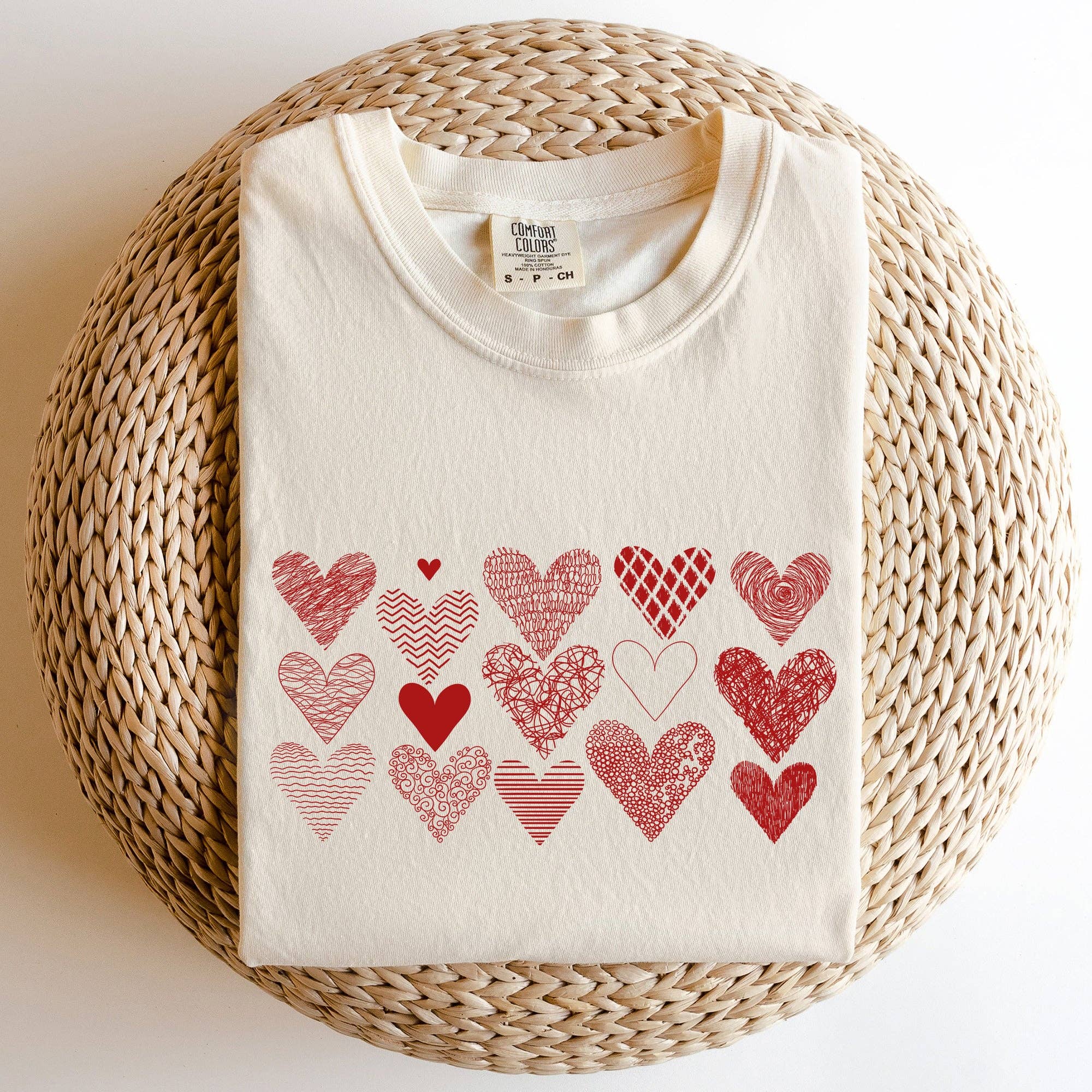 Heart Doodles, Comfort Colors Tshirt, Valentine's Day Hoodie, Sweatshirt | PodTeesHub.com
