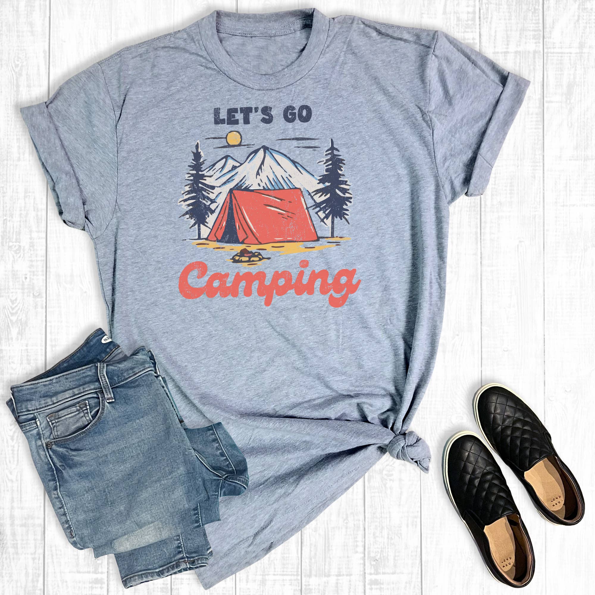 Summer Let's Go Camping Graphic Tee Hoodie, Sweatshirt | PodTeesHub.com