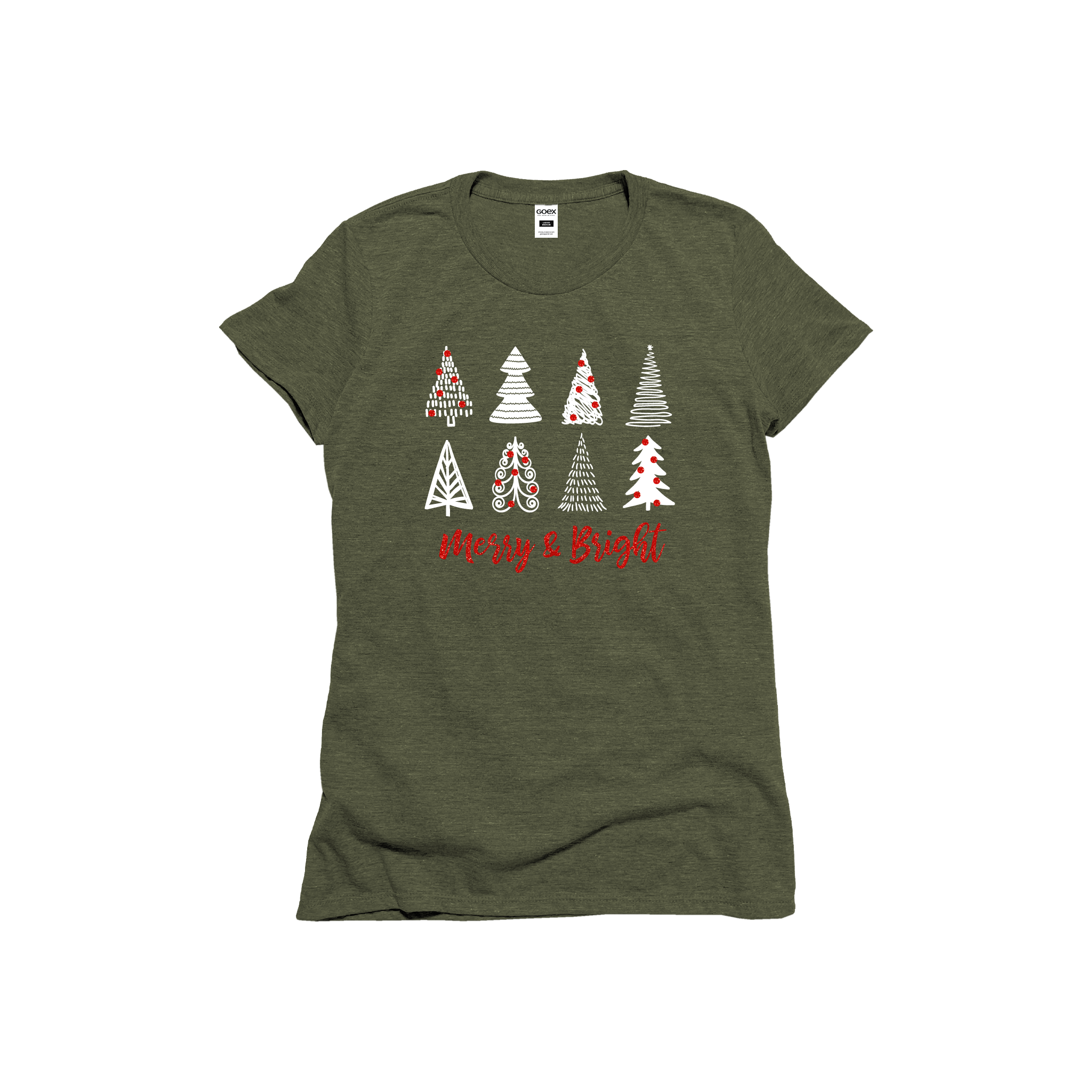 Merry & Bright Olive Ladies Triblend Holiday Graphic Tee Hoodie, Sweatshirt | PodTeesHub.com