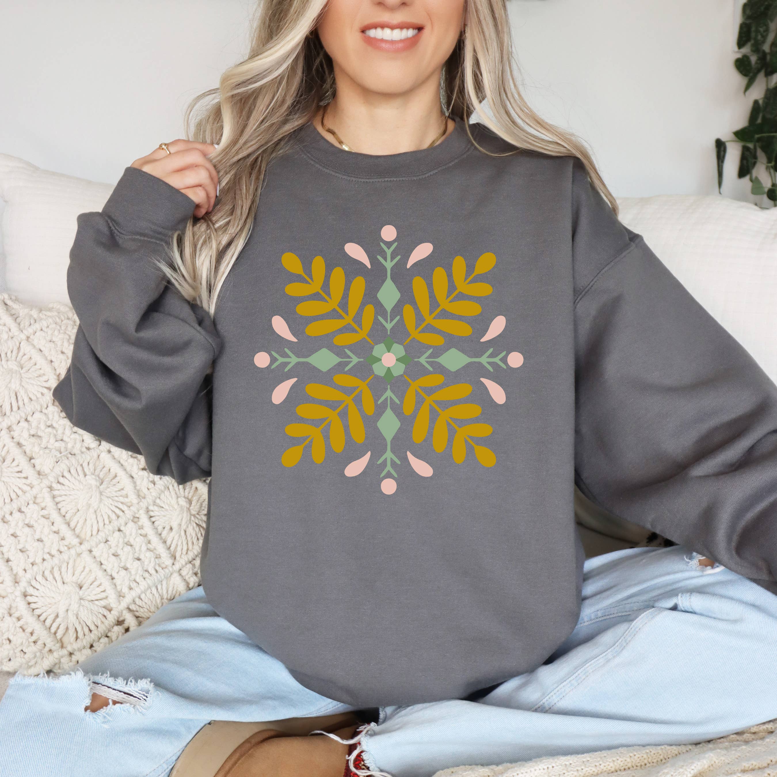Snowflake Crewneck | Christmas Sweatshirt | Winter T-Shirts, Hoodie | PodTeesHub.com