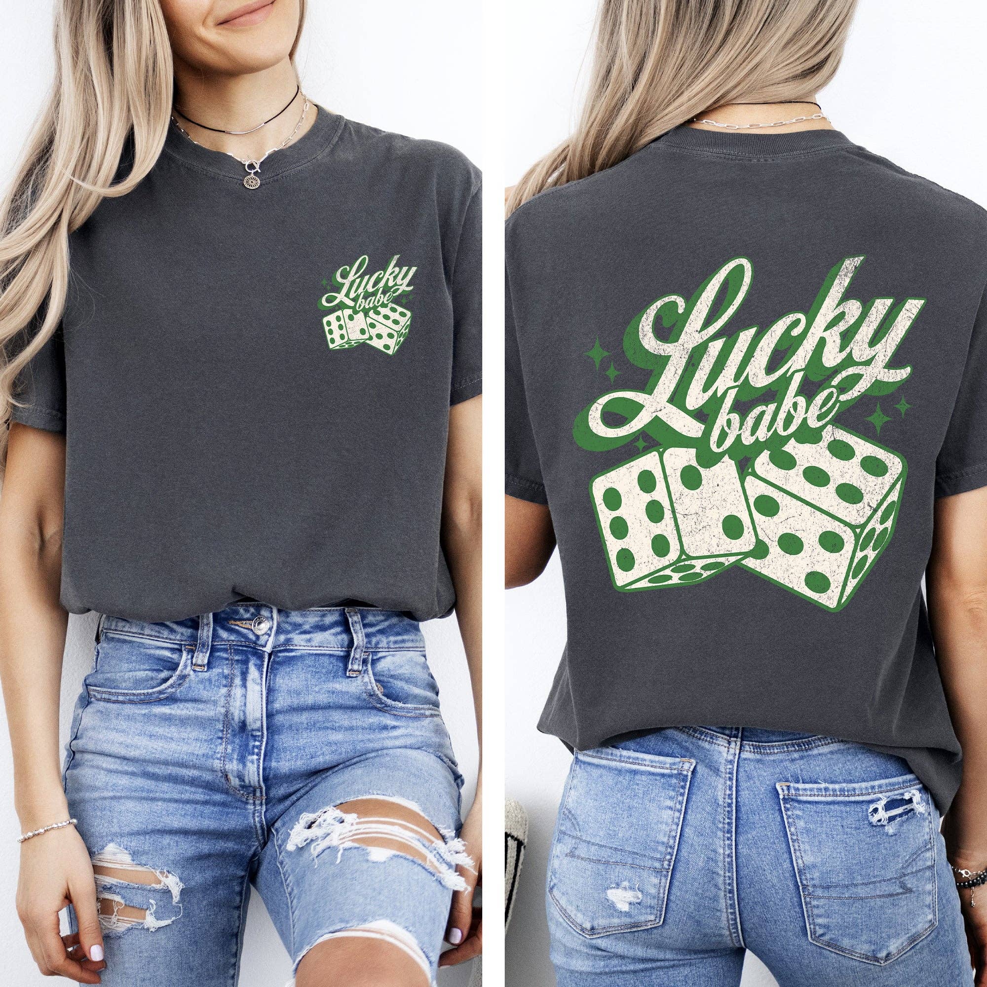 Lucky Babe, Dice, Las Vegas St Patrick's Day Shamrock Tshirt Hoodie, Sweatshirt | PodTeesHub.com