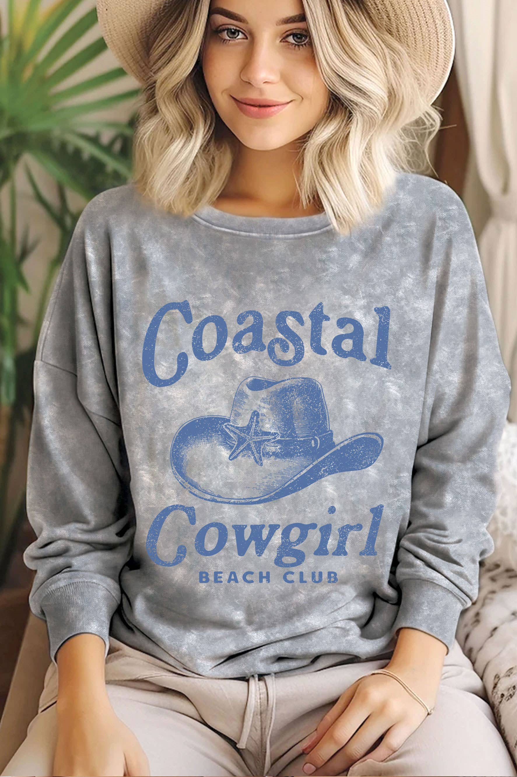 Coastal Cowgirl Beach Clubgraphic Mineral Brush Sweatshirt T-Shirts, Hoodie | PodTeesHub.com