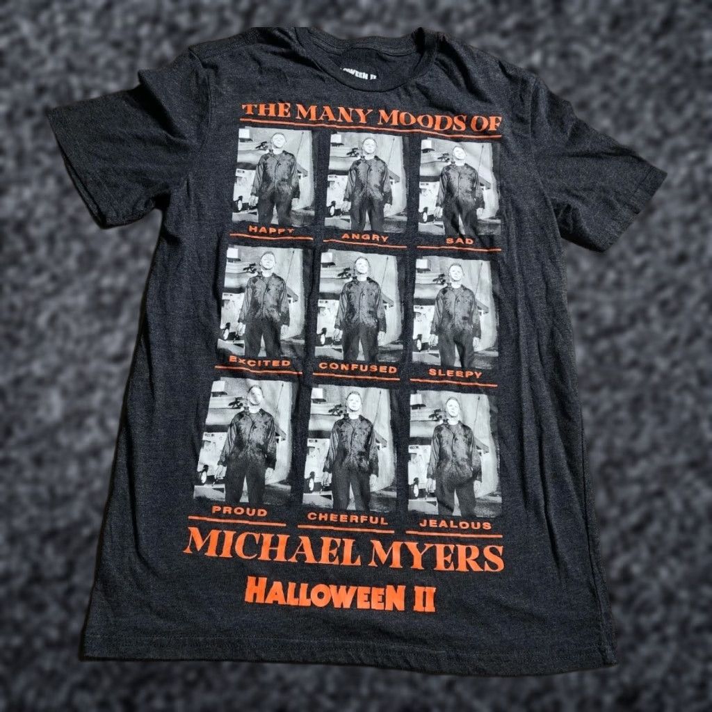 Vintage Mens S Halloween Ii The Many Moods Of Michael Myers Funny T Shirt Hoodie, Sweatshirt | PodTeesHub.com