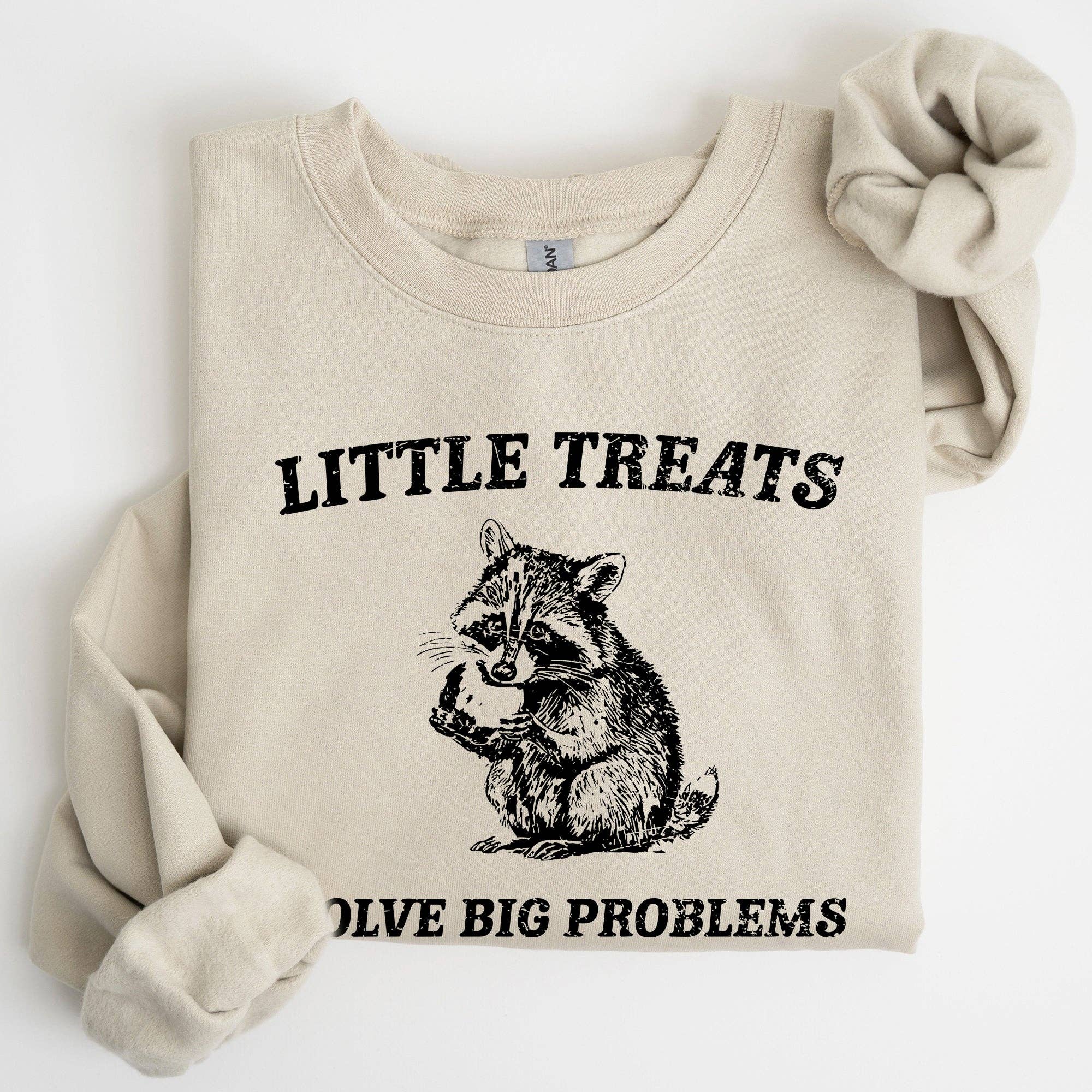 Little Treats Solve Big Problems, Raccoon, Funny Sweatshirt T-Shirts, Hoodie | PodTeesHub.com