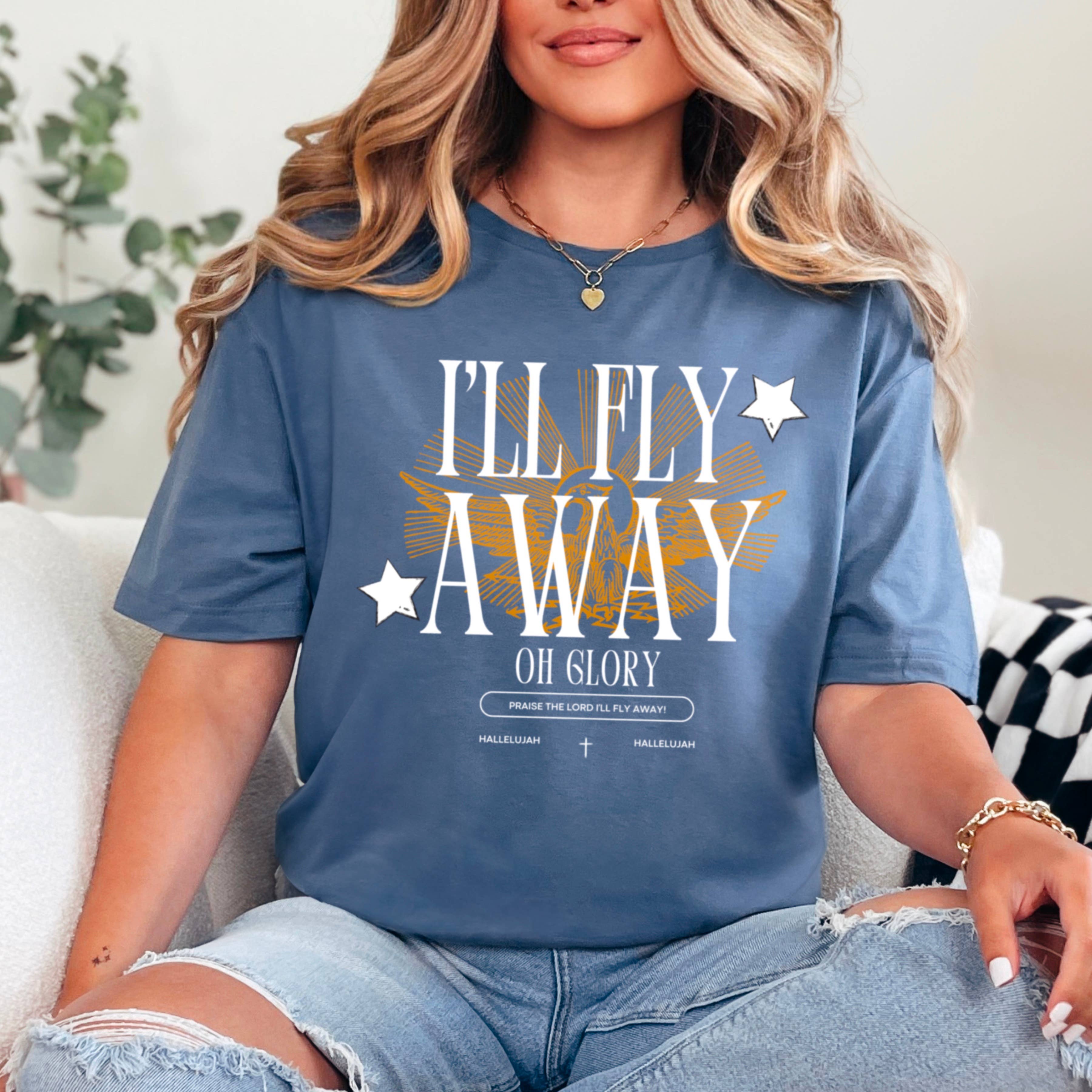 I’Ll Fly Away Christian Graphic Tee | Gildan Hoodie, Sweatshirt | PodTeesHub.com