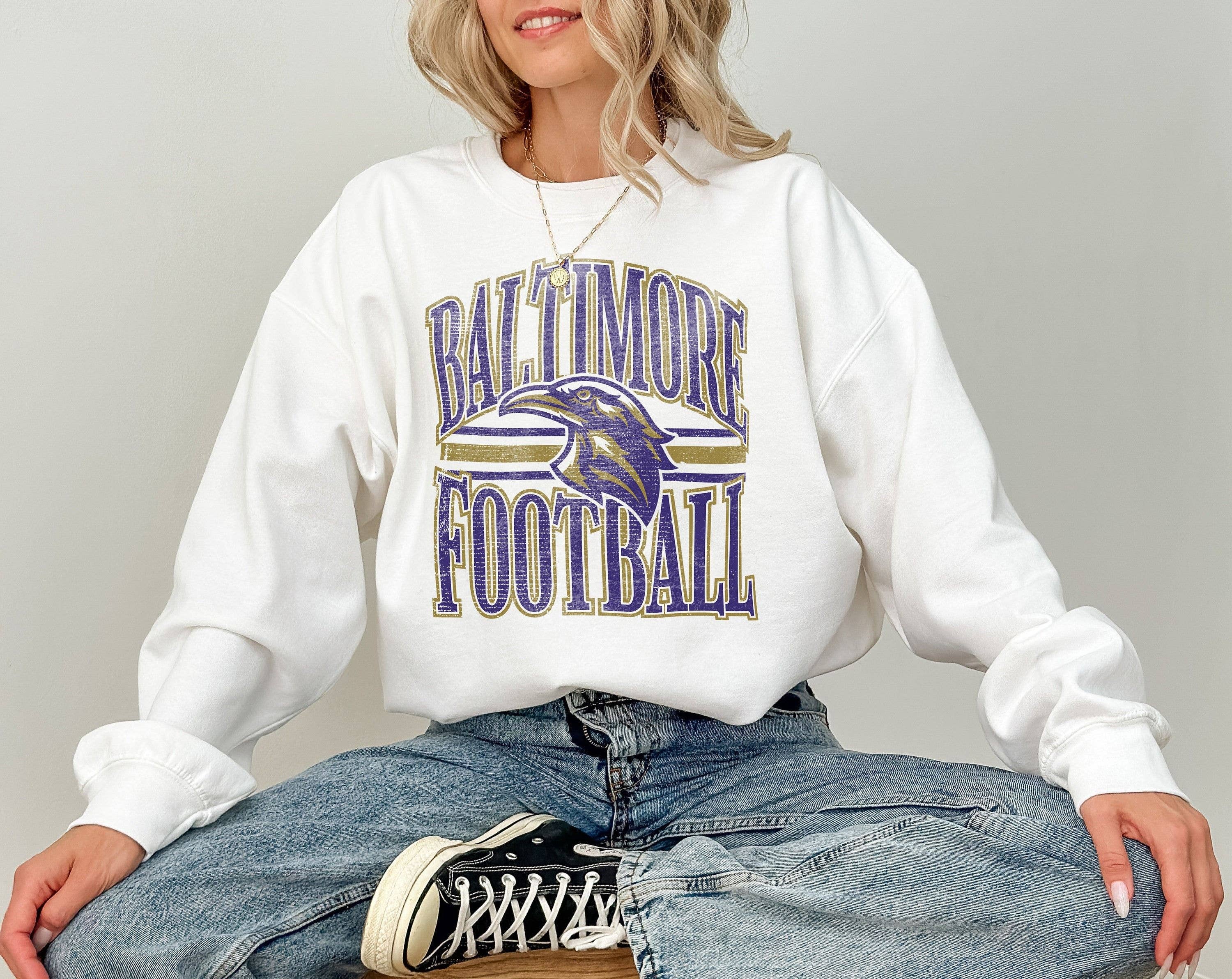 Vintage Baltimore Ravens Football Sweatshirt For Fans T-Shirts, Hoodie | PodTeesHub.com